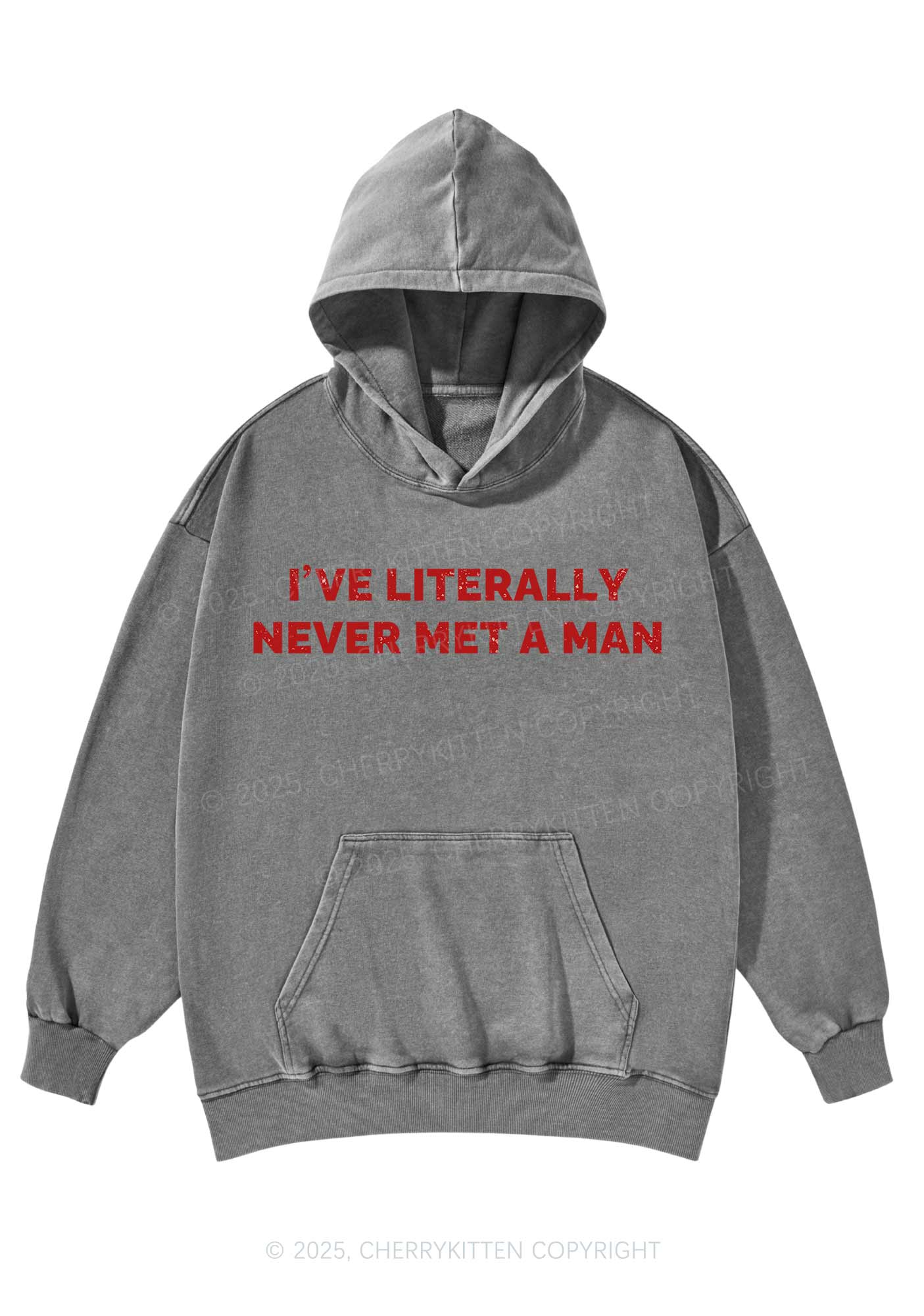 Never Met A Man Y2K Washed Hoodie Cherrykitten