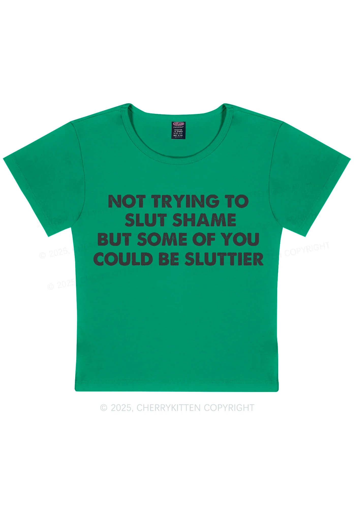 Not Trying To Slxt Shame Y2K Baby Tee Cherrykitten - Image 11