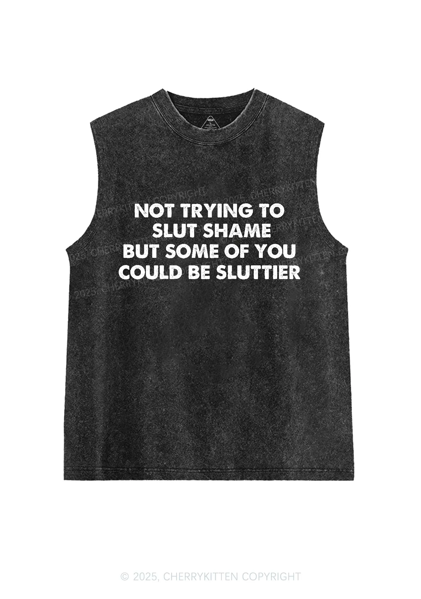 Not Trying To Slxt Shame Y2K Washed Tank Cherrykitten - Image 3
