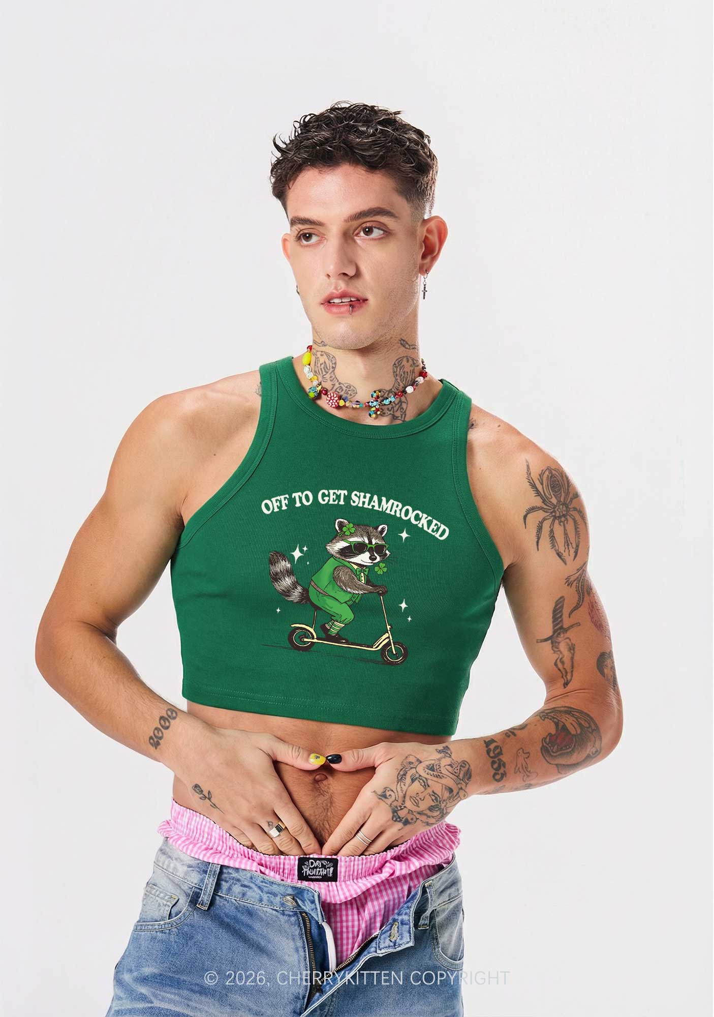 Off To Get Shamrocked St Patricks Y2K Crop Tank Top Cherrykitten - Image 2