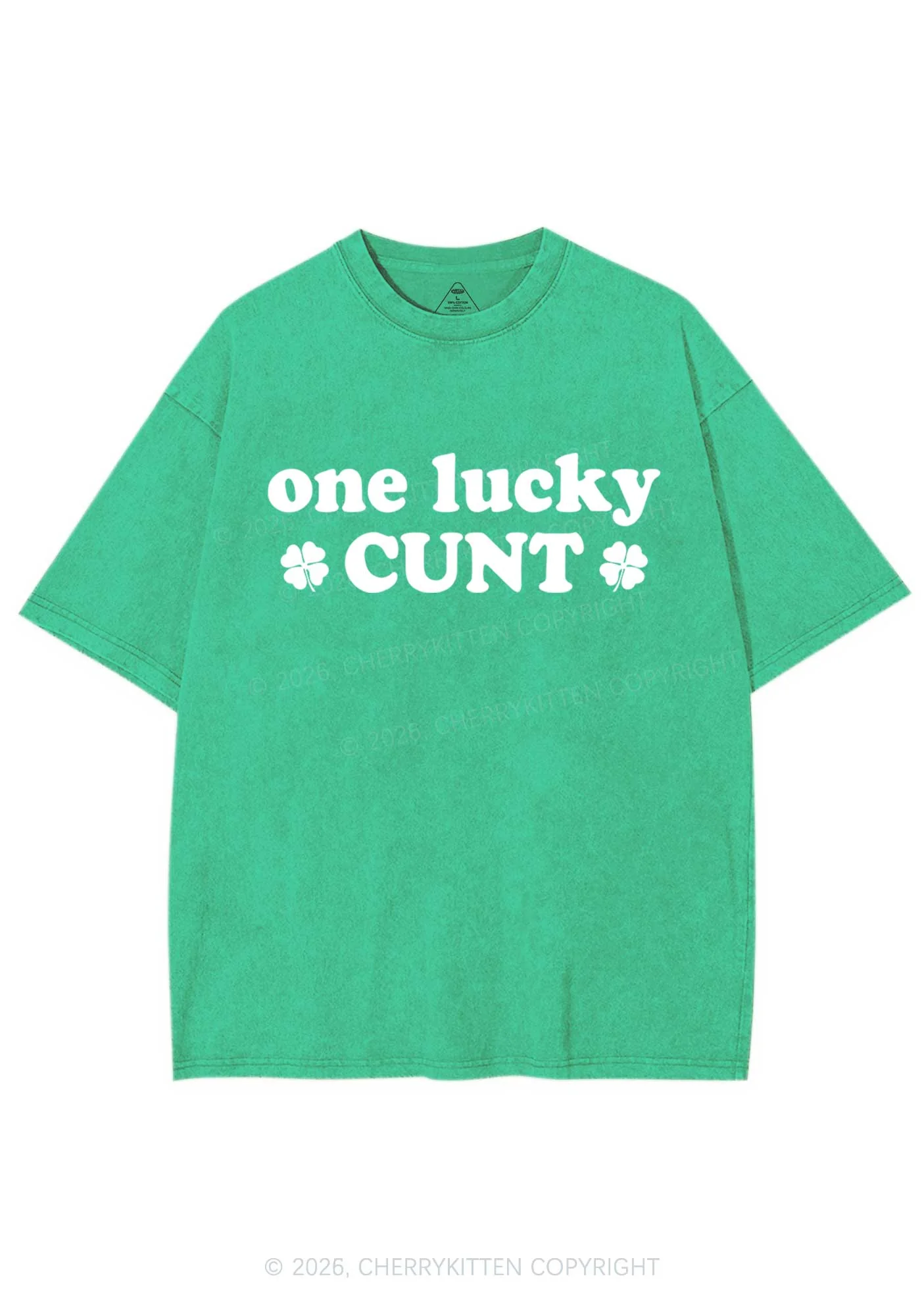 One Lucky Cxxt St Patricks Y2K Washed Tee Cherrykitten