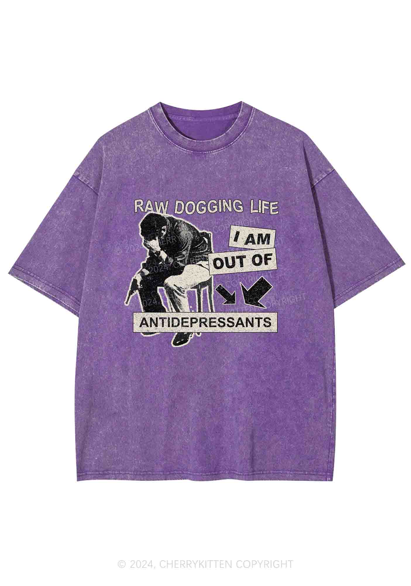 Out Of Antidepressants Y2K Washed Tee Cherrykitten - Image 6