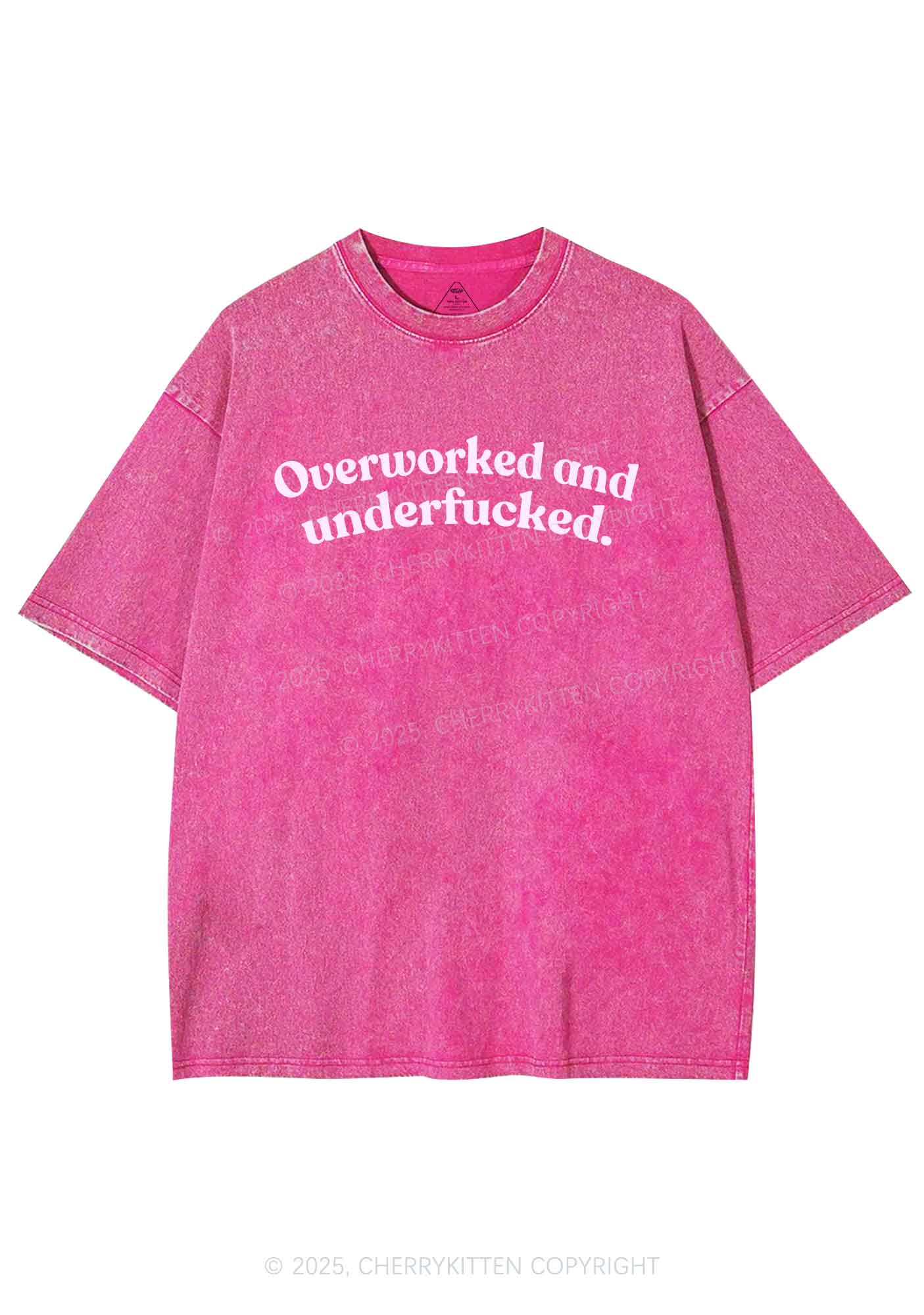 Overworked And Underfxcked Y2K Washed Tee Cherrykitten