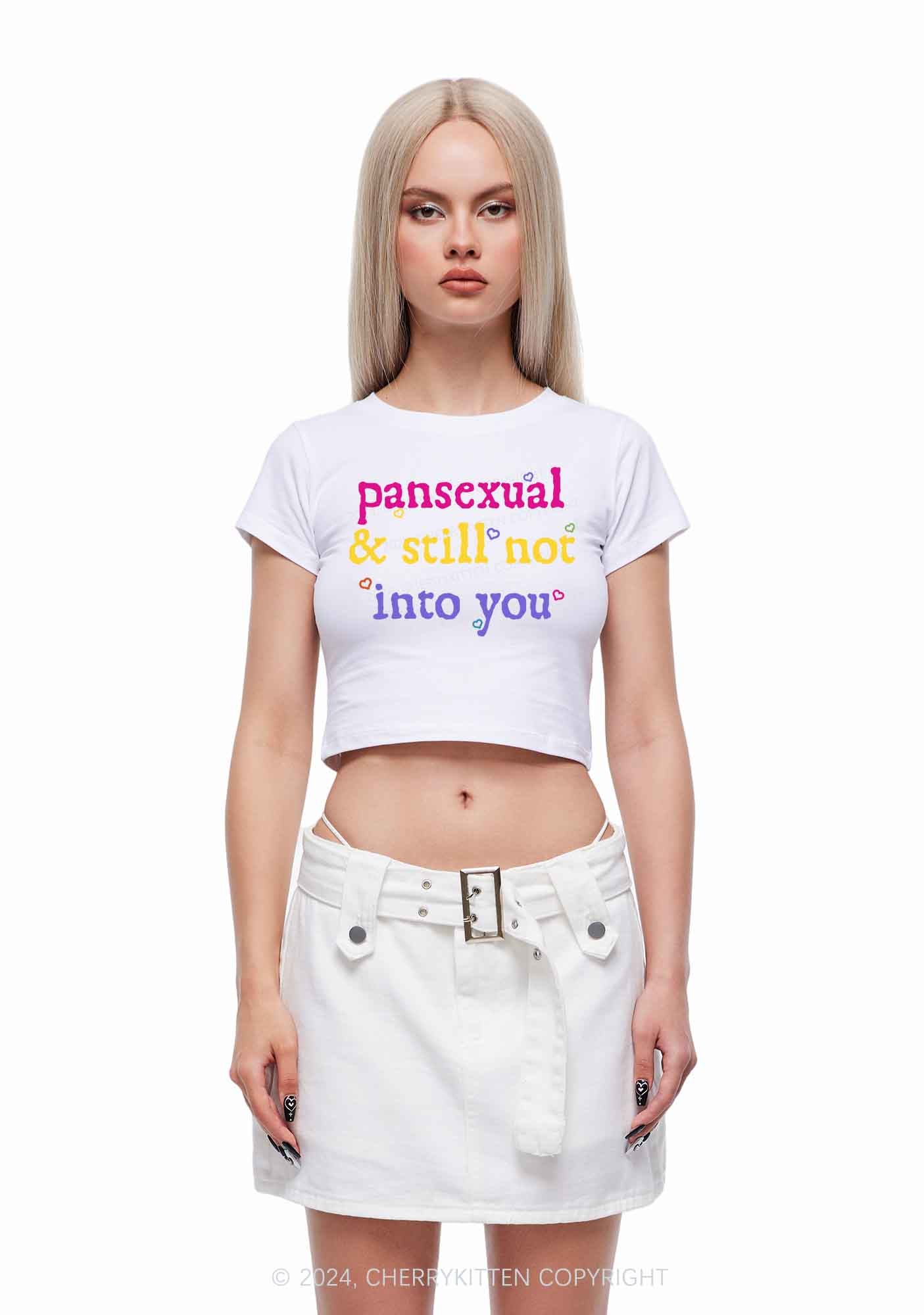 Pansexual Not Into You Y2K Baby Tee Cherrykitten - Image 4