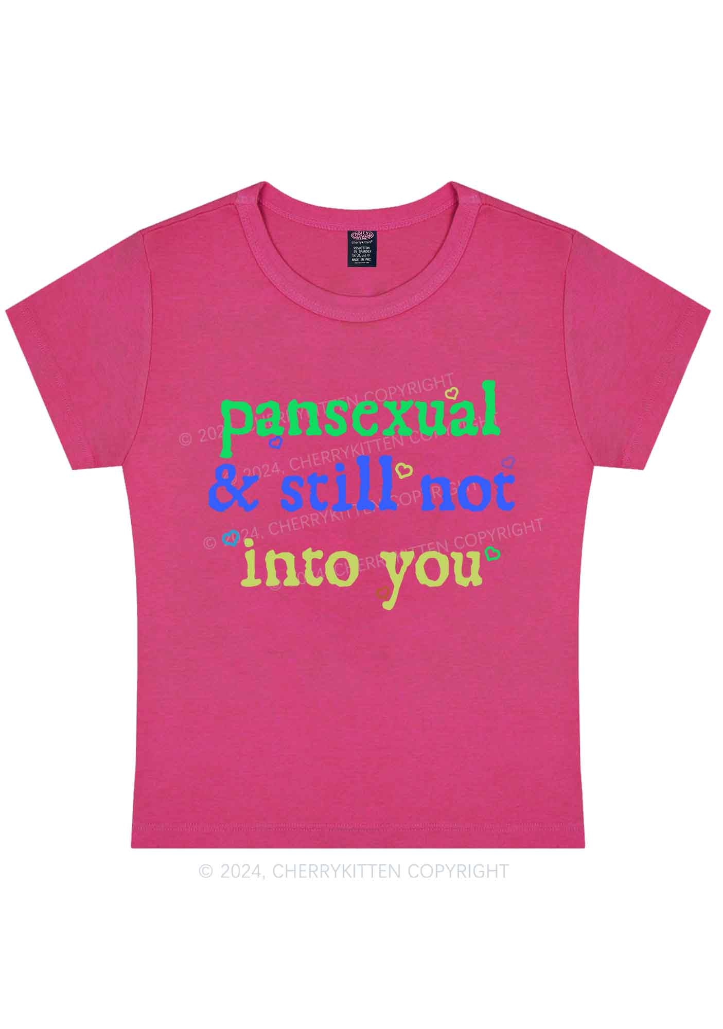 Pansexual Not Into You Y2K Baby Tee Cherrykitten - Image 7