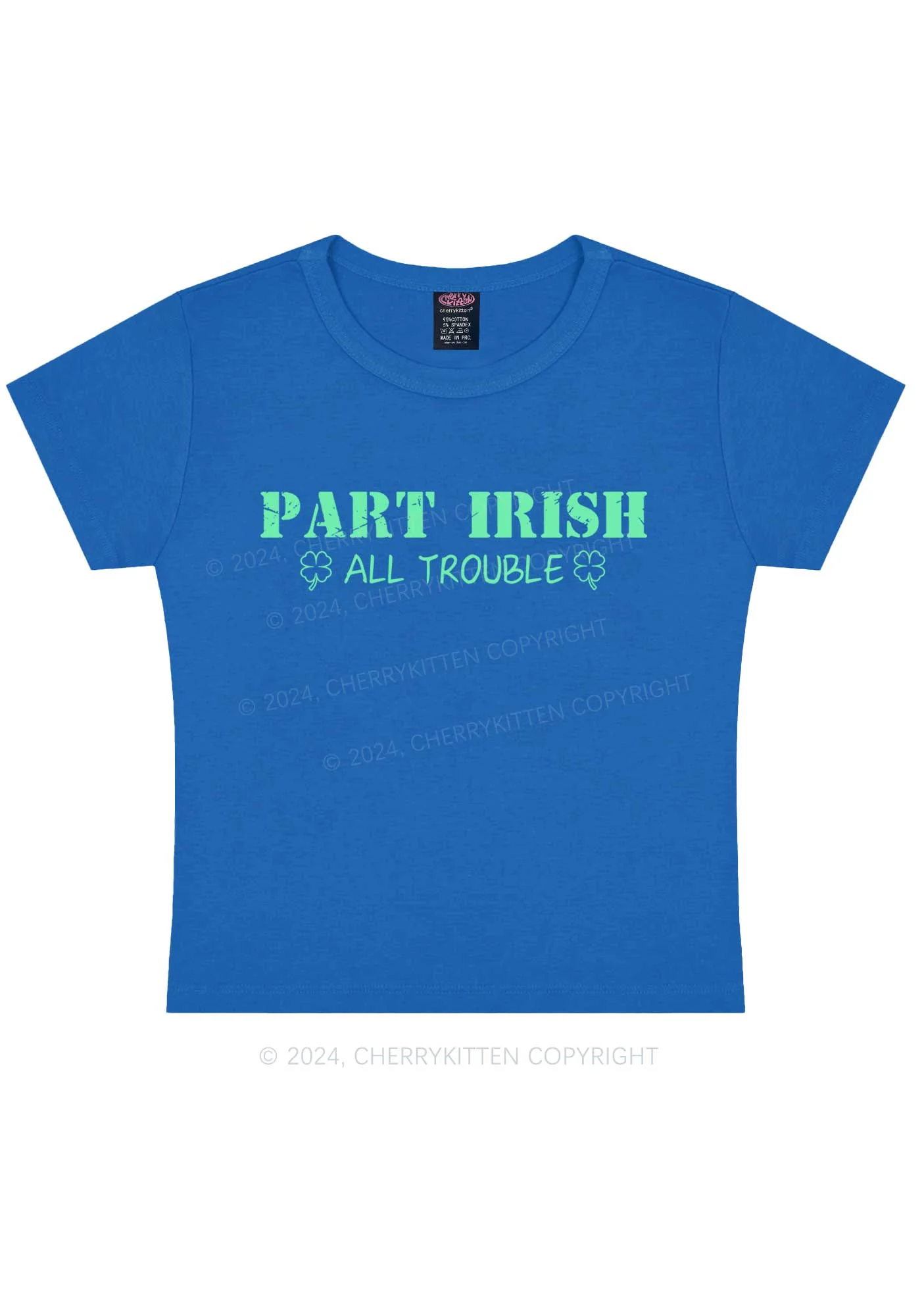 Part Irish All Trouble St Patricks Y2K Baby Tee Cherrykitten - Image 10