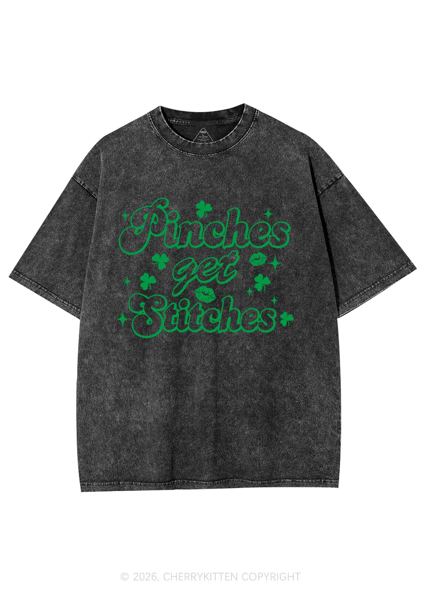 Pinches Get Stitches St Patricks Y2K Shirts Washed Tee Cherrykitten - Image 3