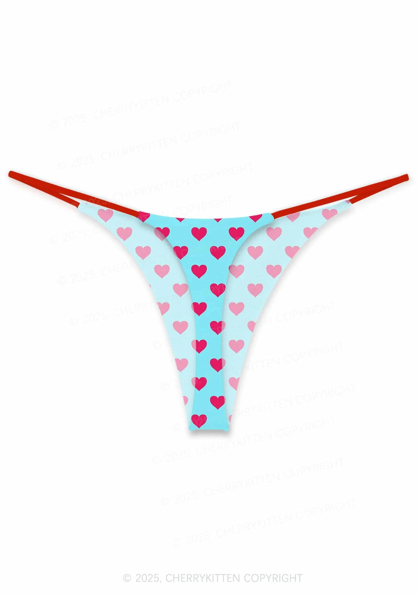 Pink Heart On Blue Valentine's Day Y2K Print Couples Boxer Thong Set Cherrykitten - Image 3