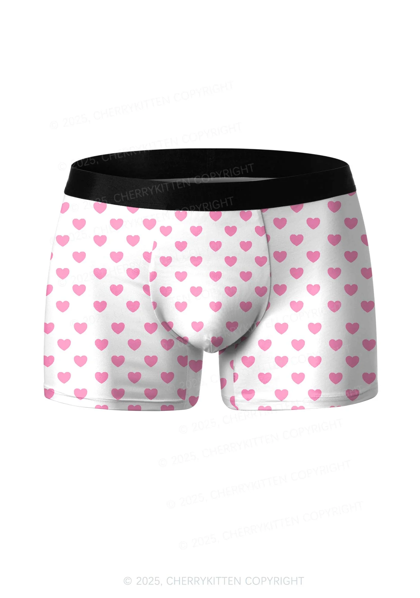 Plain Pink Heart Valentine's Day Y2K Print Couples Boxer Thong Set Cherrykitten - Image 4