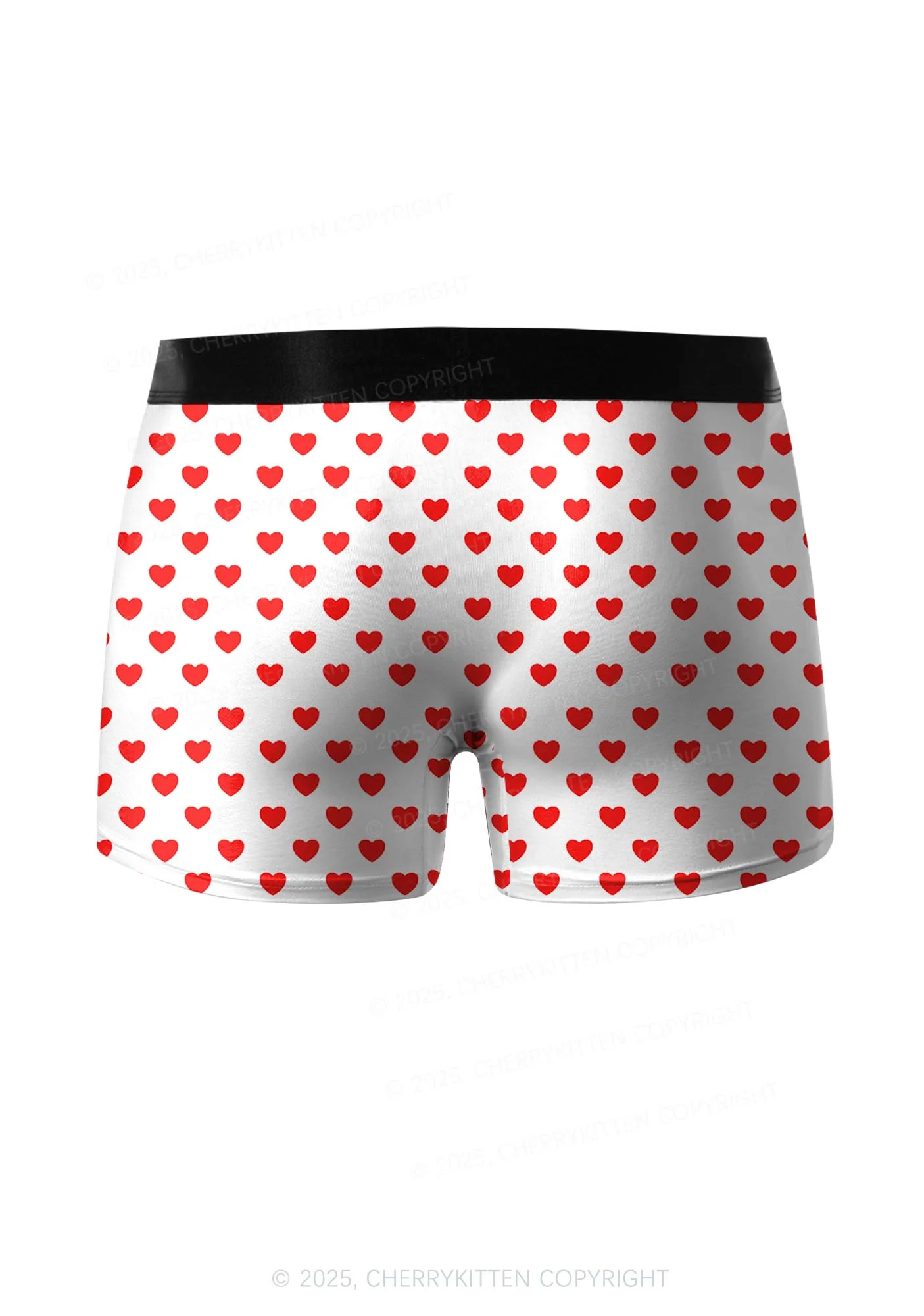 Plain Red Heart Valentine's Day Y2K Print Couples Boxer Thong Set Cherrykitten - Image 5