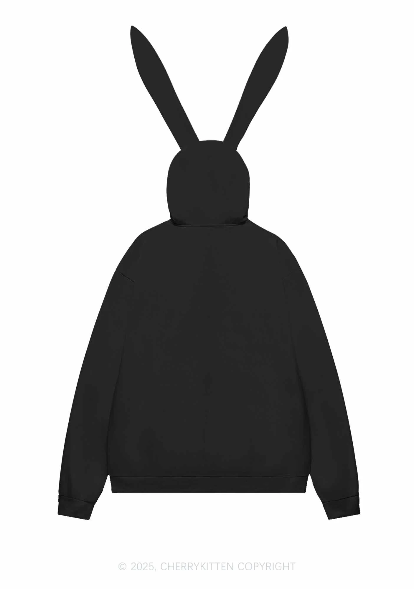 Plain Y2K Bunny Ear Zip Hoodie Cherrykitten - Image 8