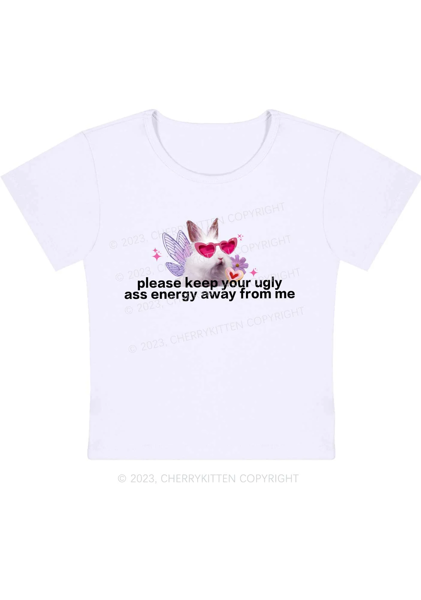 Please Keep Away From Me Y2K Baby Tee Cherrykitten - Image 3