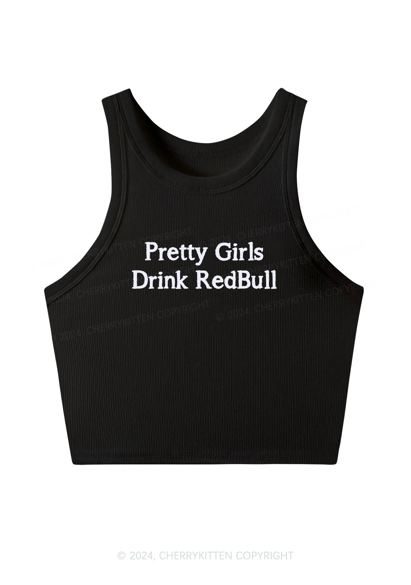 Pretty Girls Drink Red Y2K Crop Tank Top Cherrykitten - Image 2