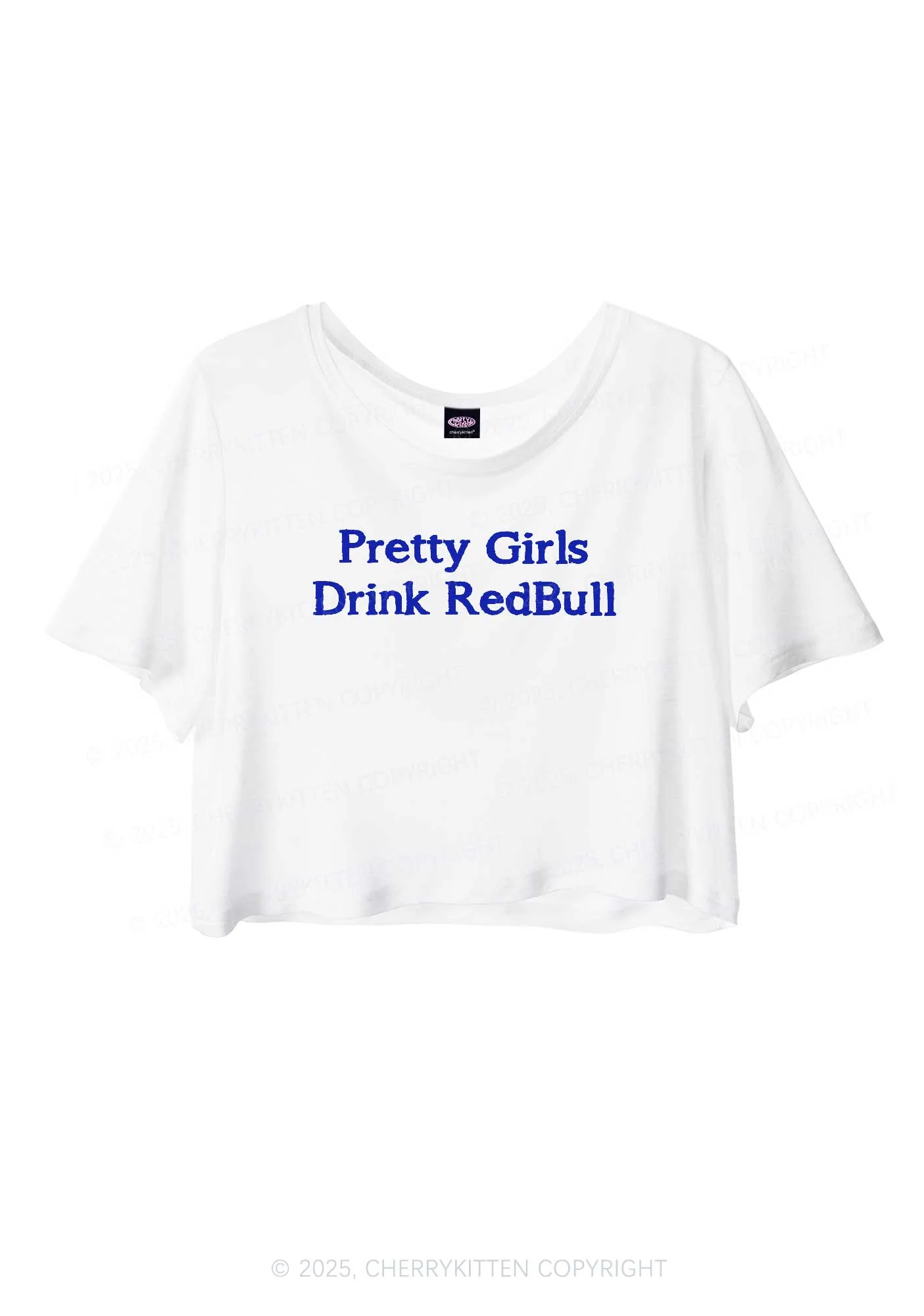 Pretty Girls Drink Red Y2K Sheer Crop Tee Cherrykitten