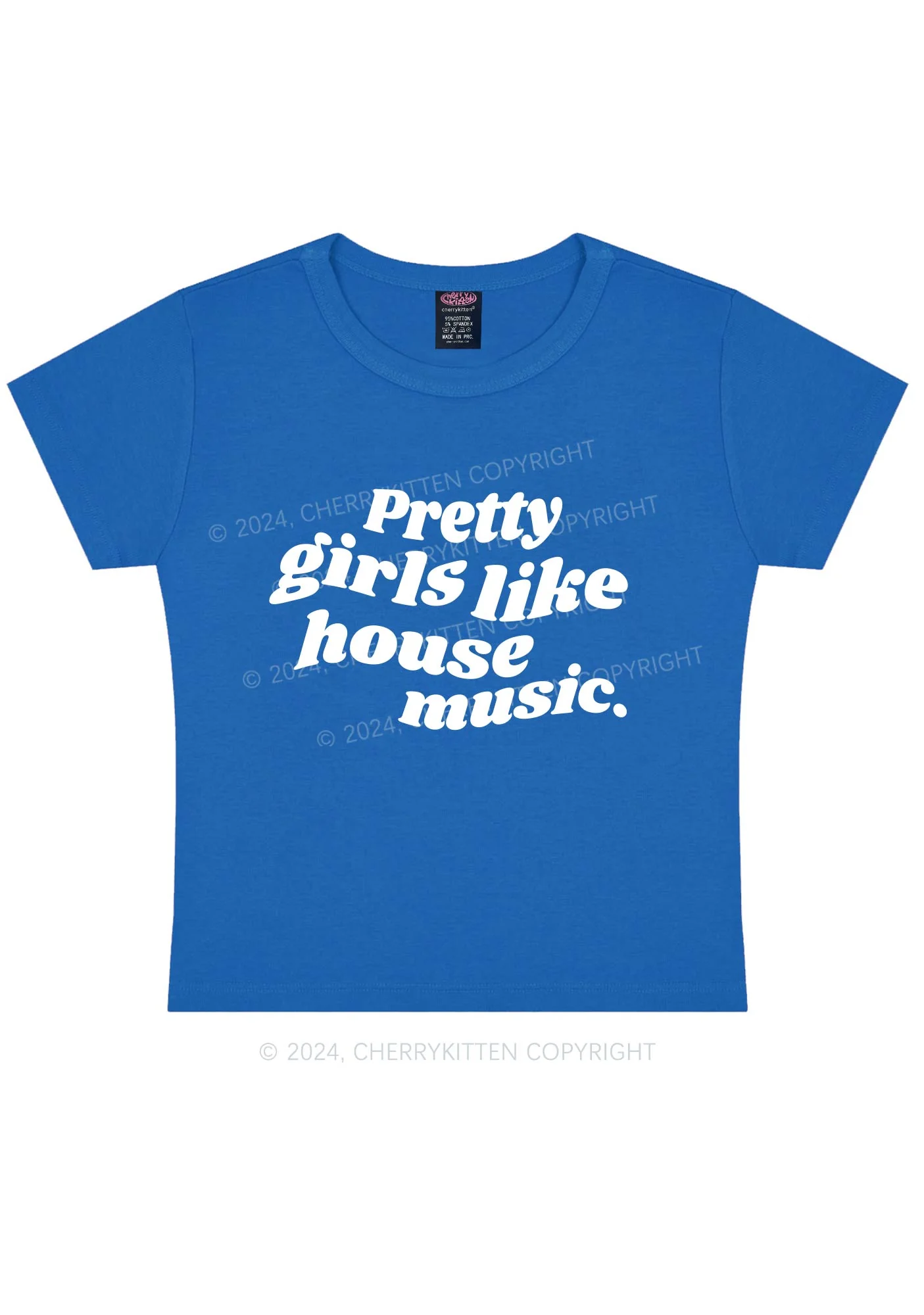 Pretty Girls Like House Music Y2K Baby Tee Cherrykitten - Image 8