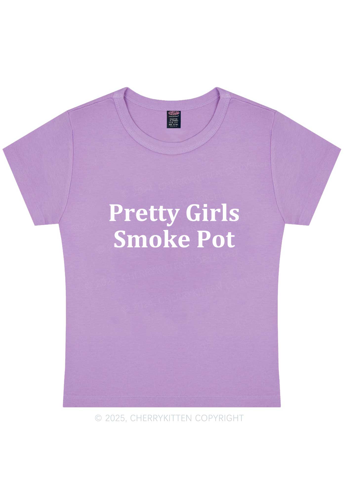 Pretty Girls Smoke Pot Y2K Baby Tee Cherrykitten - Image 7