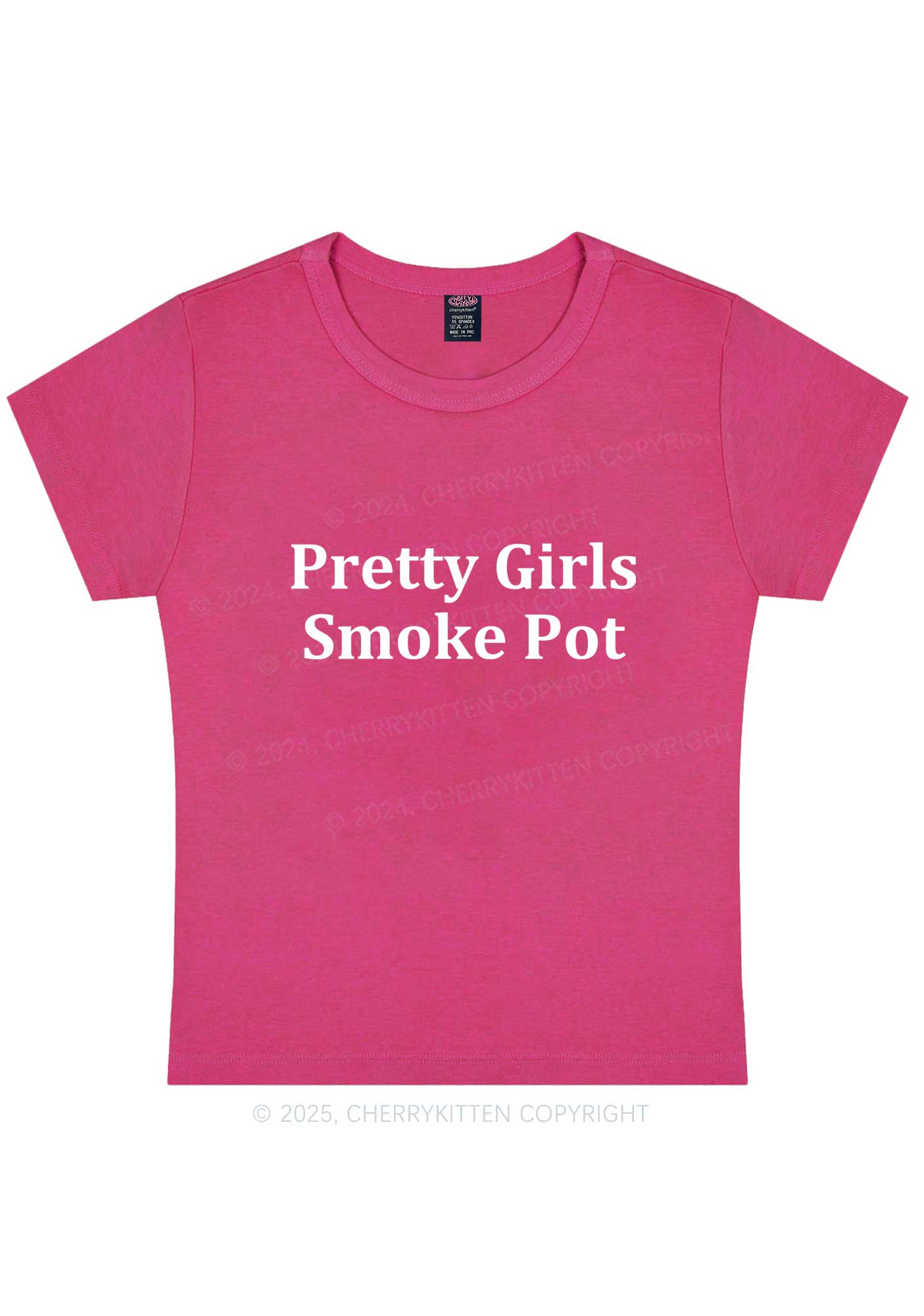 Pretty Girls Smoke Pot Y2K Baby Tee Cherrykitten - Image 8
