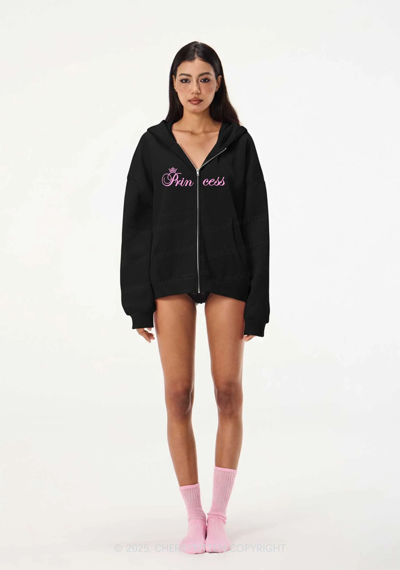 Princess Y2K Bunny Ear Zip Hoodie Cherrykitten - Image 2