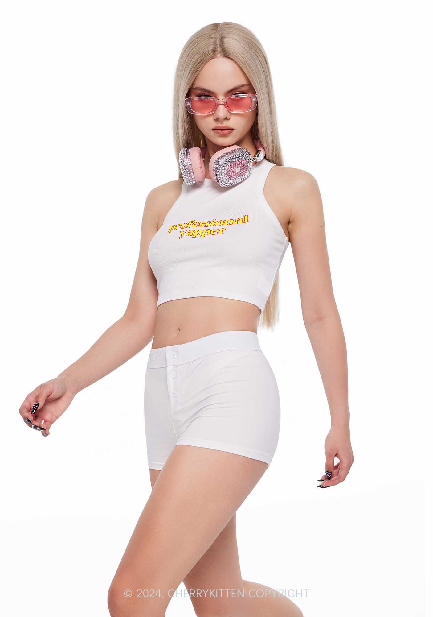 Professional Yapper Y2K Crop Tank Top Cherrykitten - Image 2