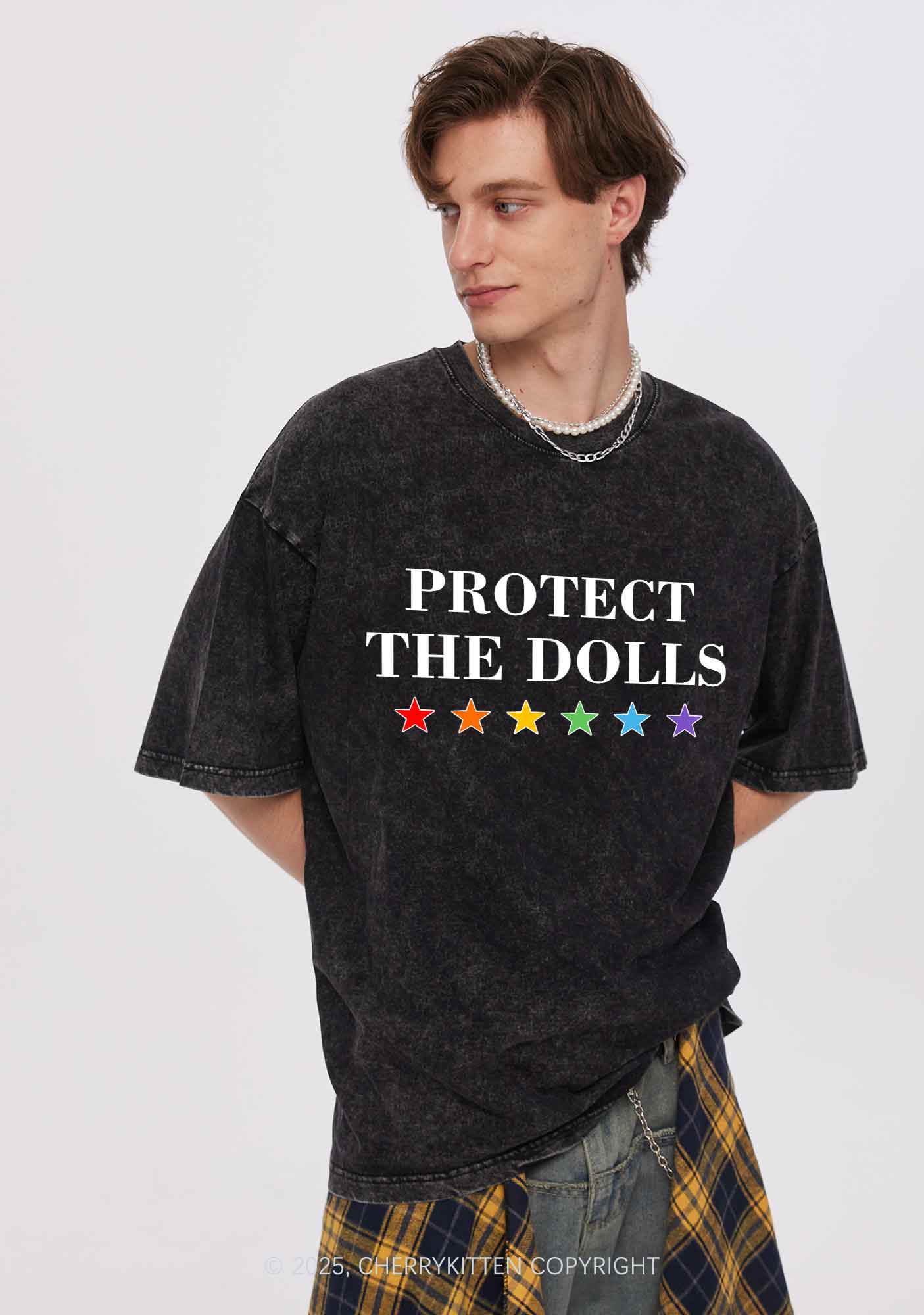 Protect The Dolls Pride Y2K Shirts Washed Tee Cherrykitten - Image 2