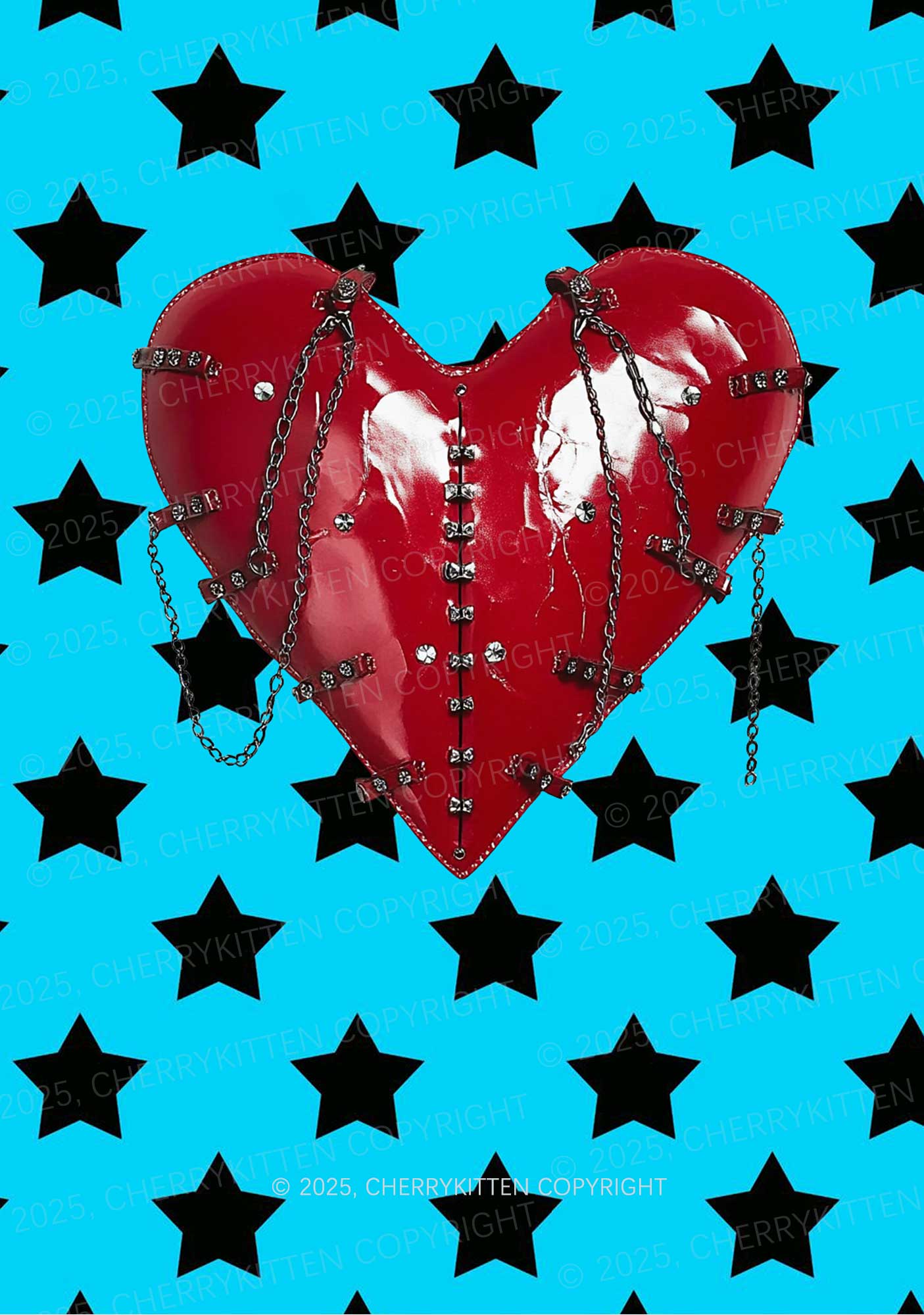 Punk Red Heart Y2K Mesh Long Sleeve Crop Top Cherrykitten - Image 2