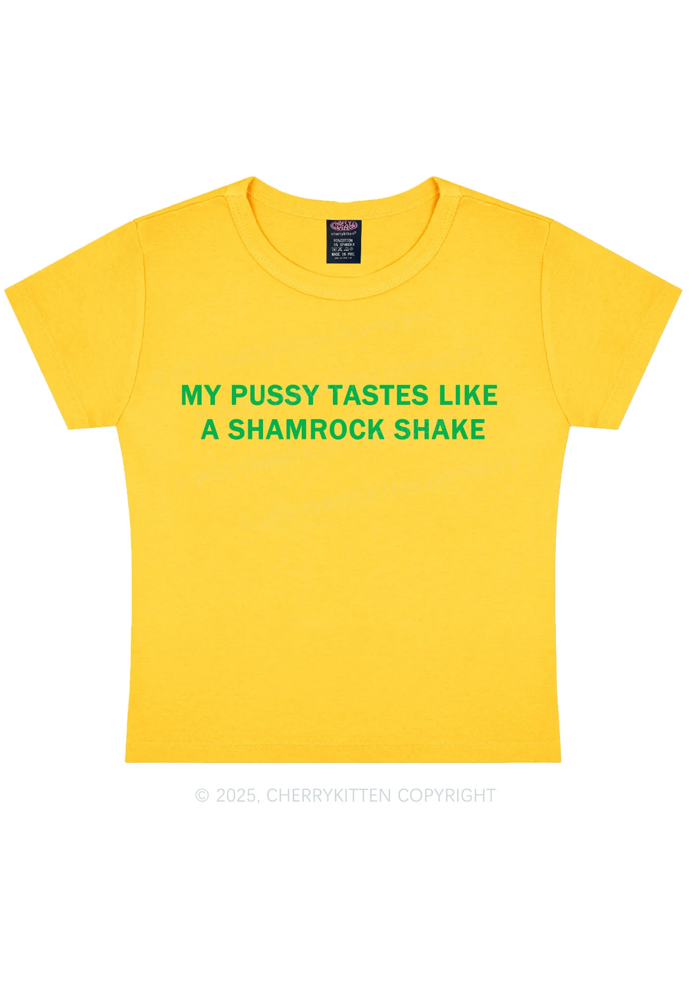 Puxxy Tastes Like Shamrock Shake St Patricks Y2K Baby Tee Cherrykitten - Image 5