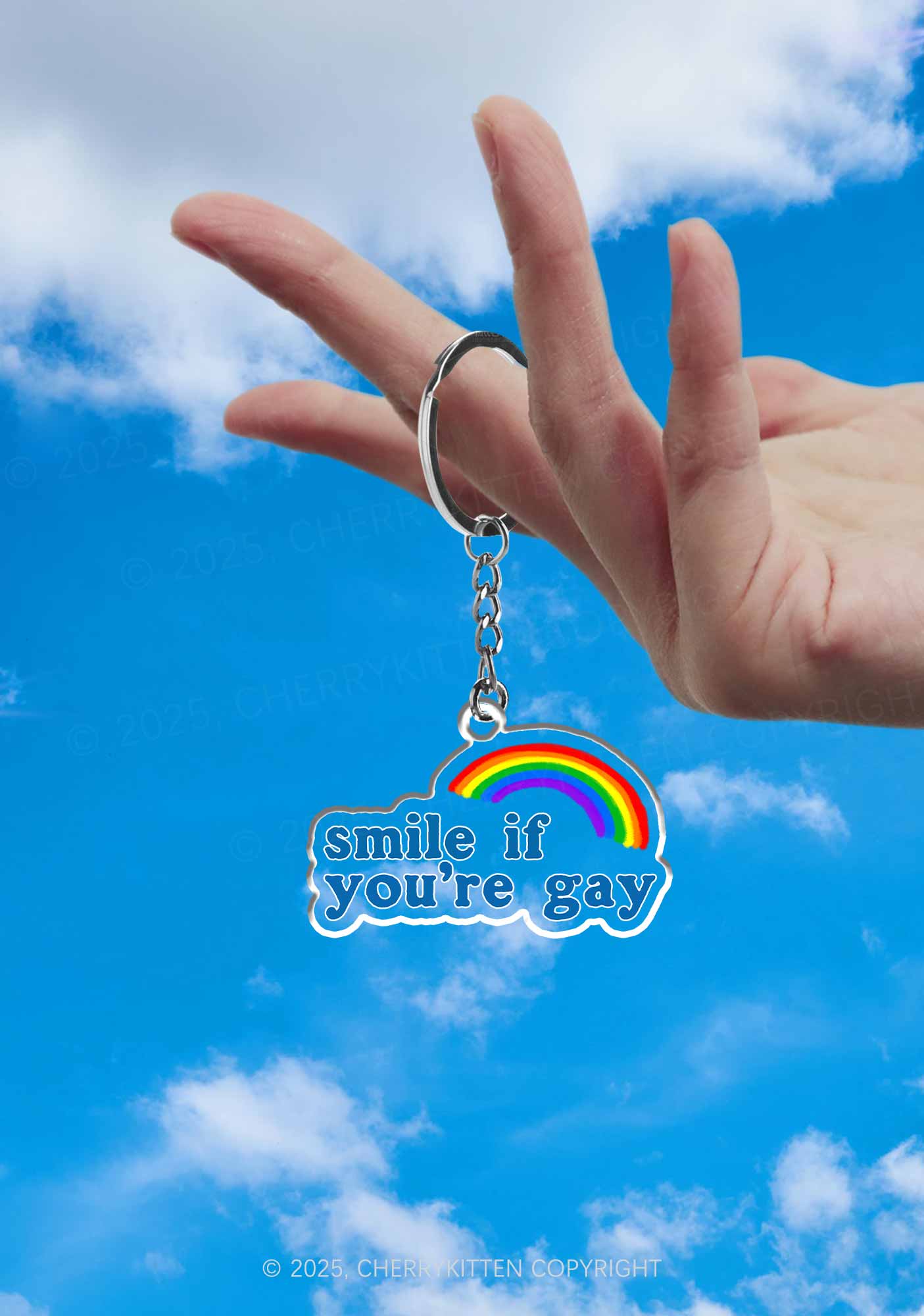Rainbow Smile If You're Gay Pride 1Pc Y2K Keychain Cherrykitten - Image 2