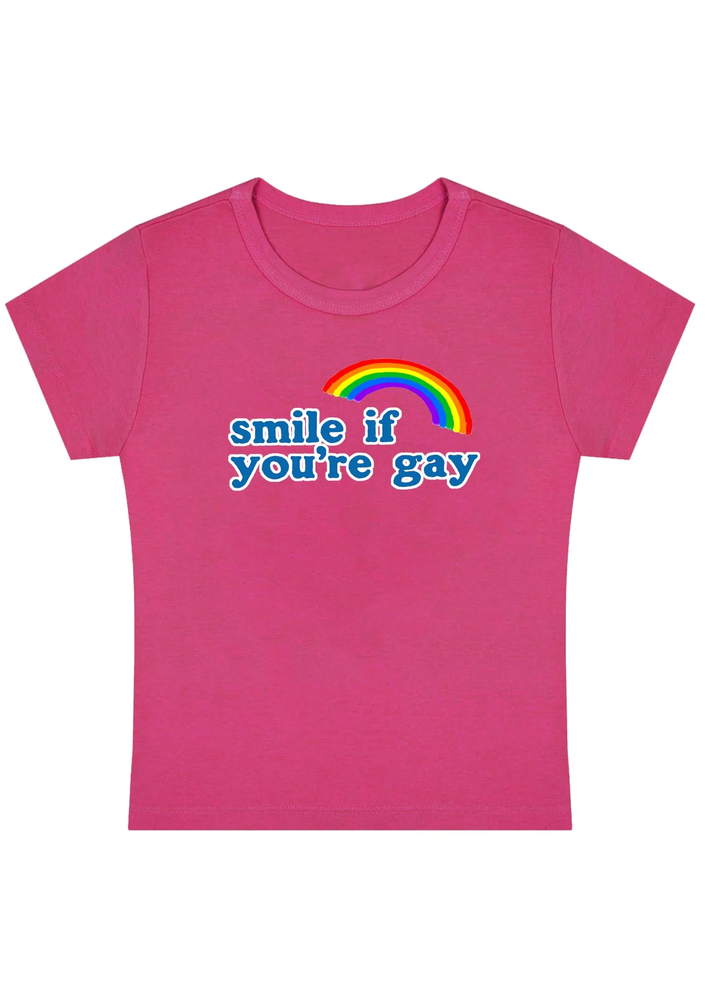 Rainbow Smile If You're Gay Y2K Baby Tee - Image 4