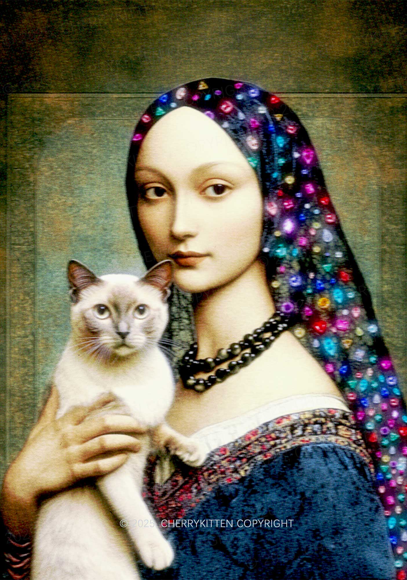 Renaissance Lady With Cat Y2K Mesh Crop Top Cherrykitten - Image 2