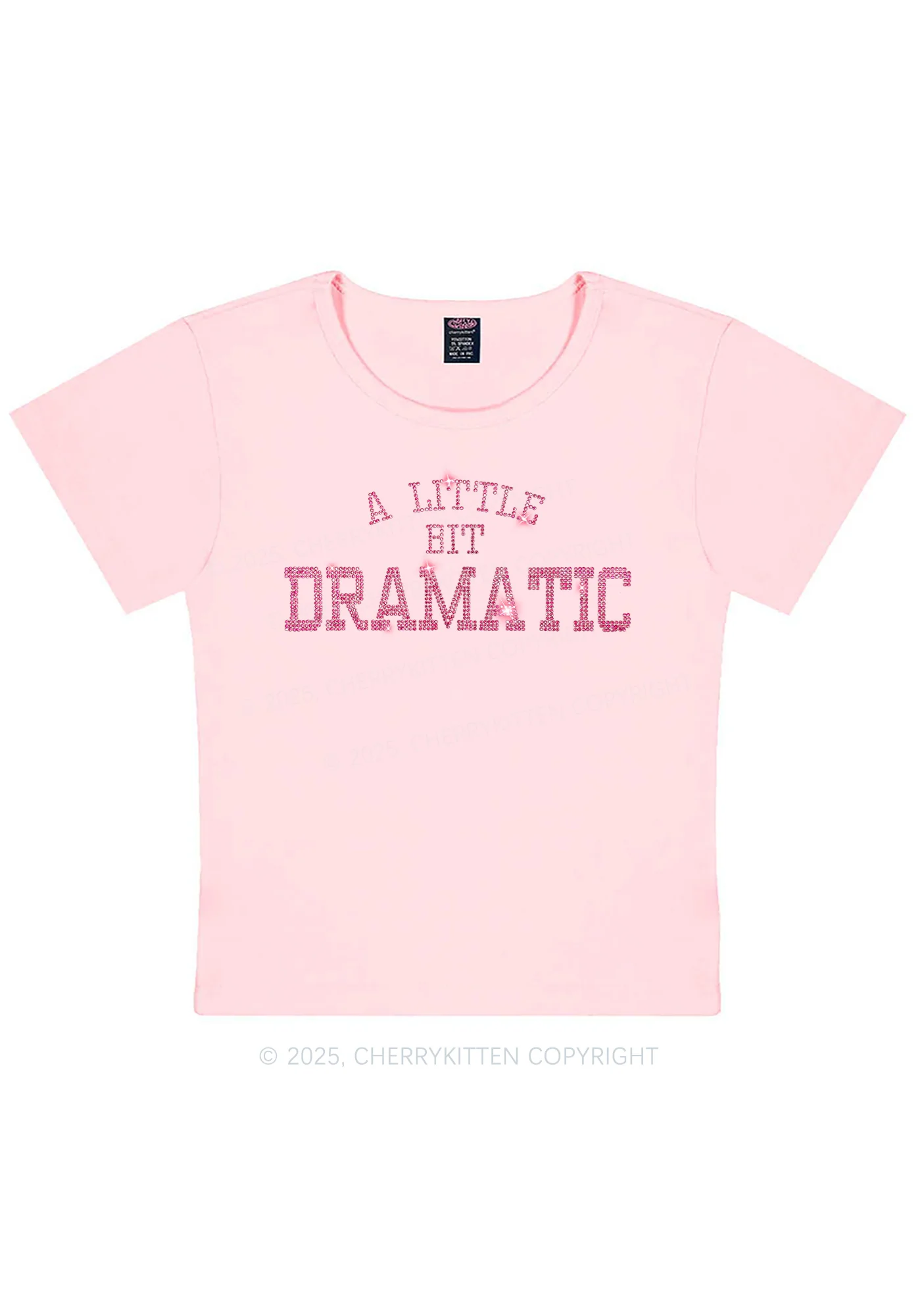 Rhinestone A Little Bit Dramatic Y2K Baby Tee Cherrykitten
