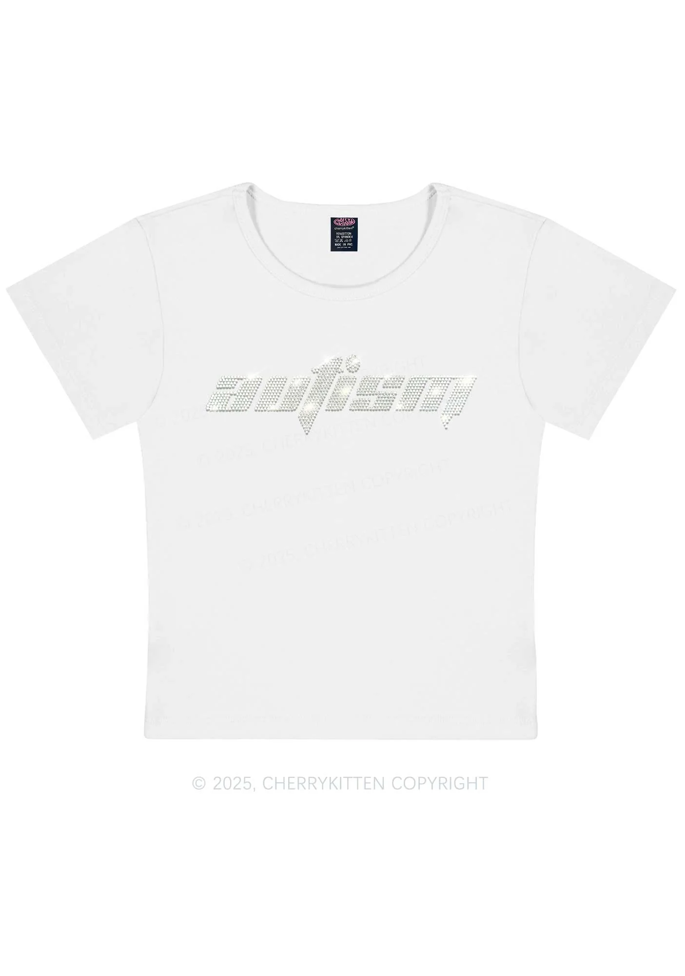 Rhinestone Autism Y2K Baby Tee Cherrykitten - Image 11