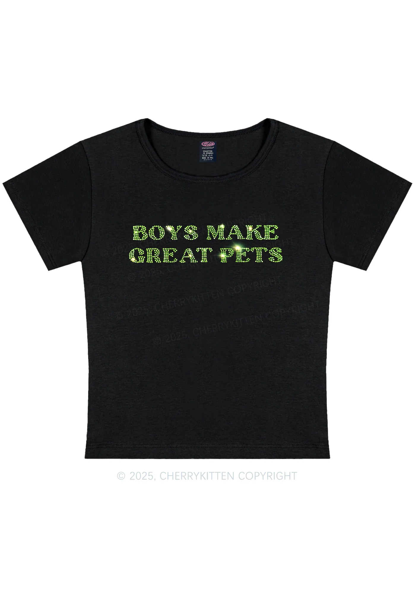 Rhinestone Boys Make Gr8 Pets Y2K Baby Tee Cherrykitten