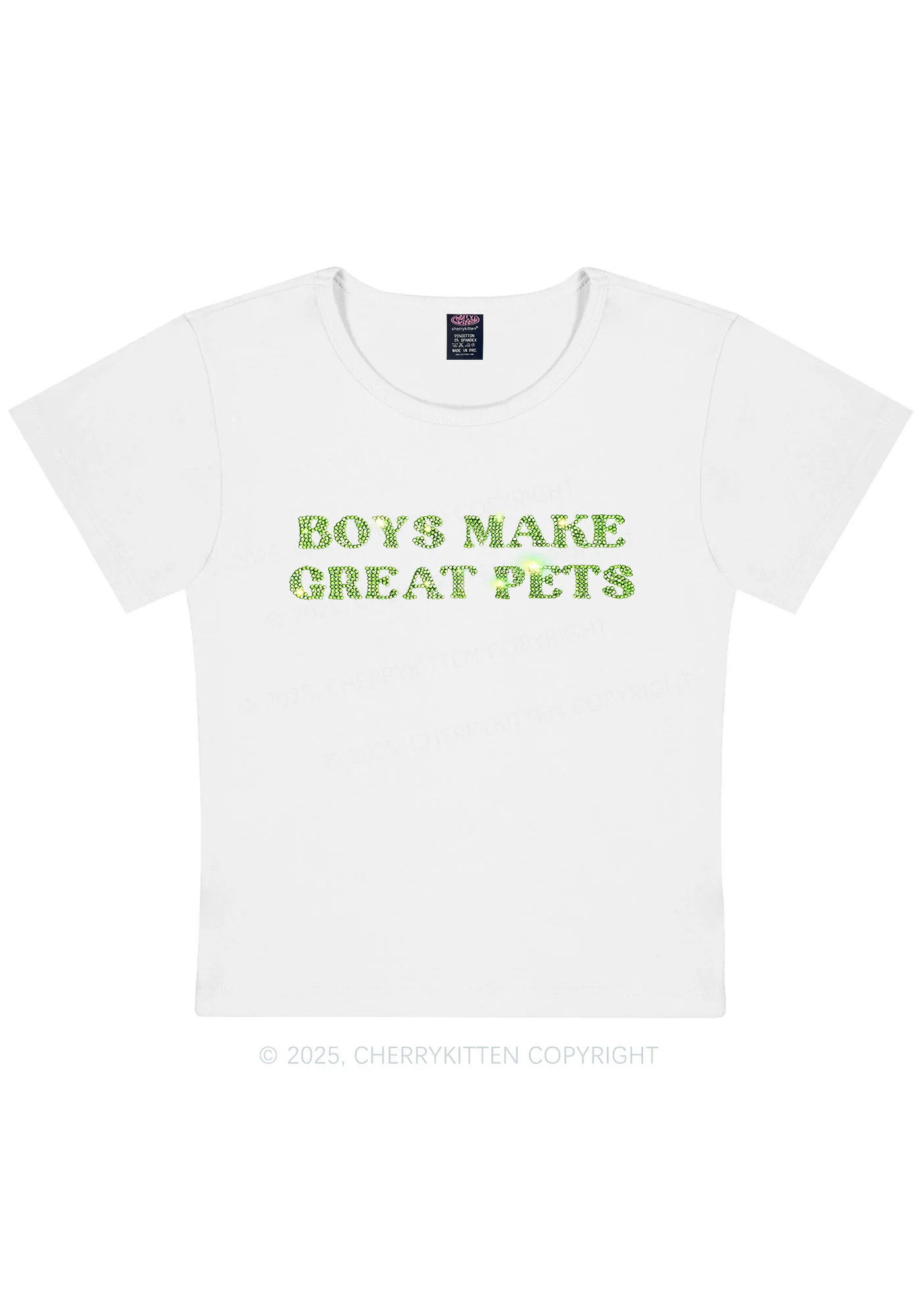 Rhinestone Boys Make Gr8 Pets Y2K Baby Tee Cherrykitten - Image 3