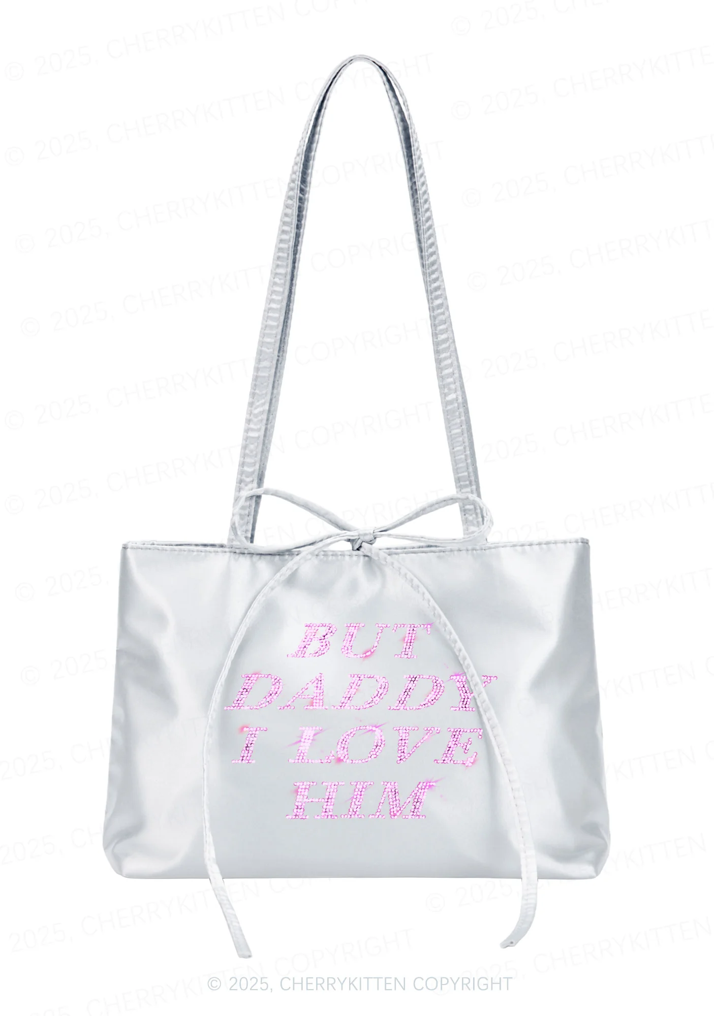 Rhinestone But Daddy I Love Him Y2K Satin Bags Cherrykitten