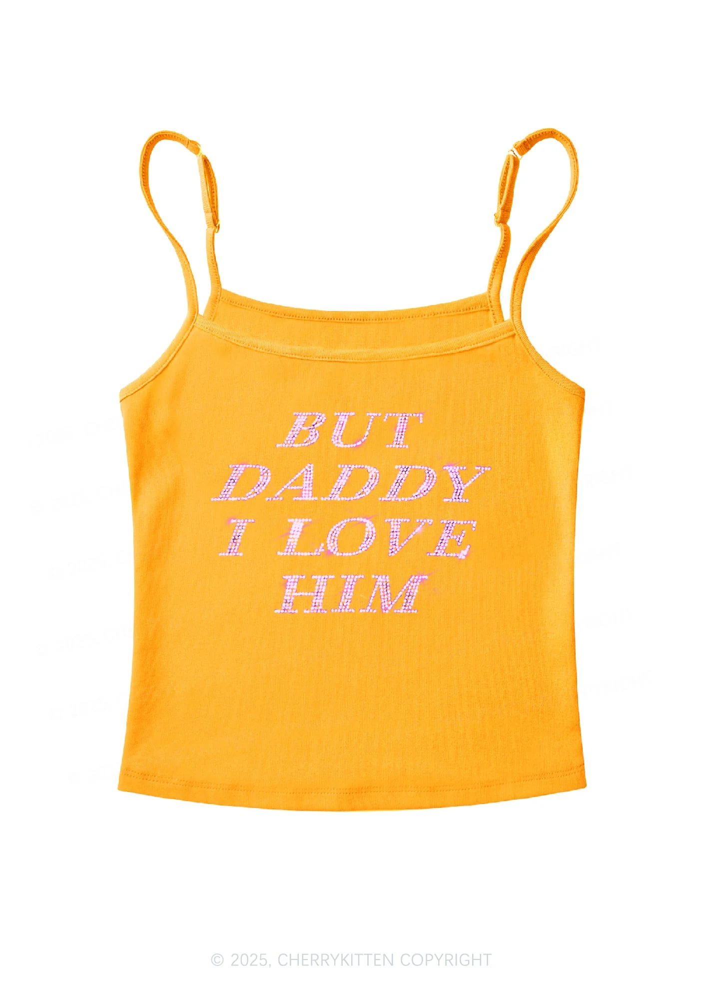 Rhinestone But Daddy I Love Him Y2K Spaghetti Strap Cami Cherrykitten - Image 6