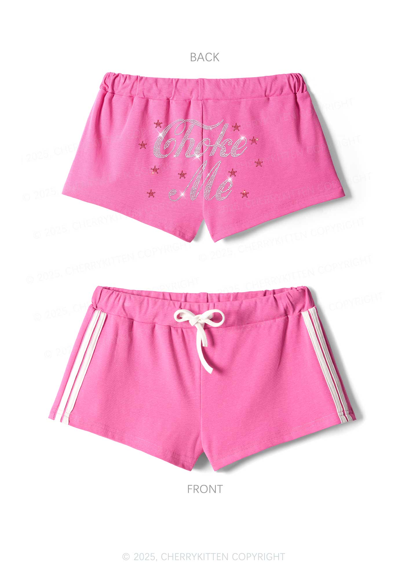 Rhinestone Choke Me Y2K Drawstring Mini Shorts Cherrykitten - Image 3