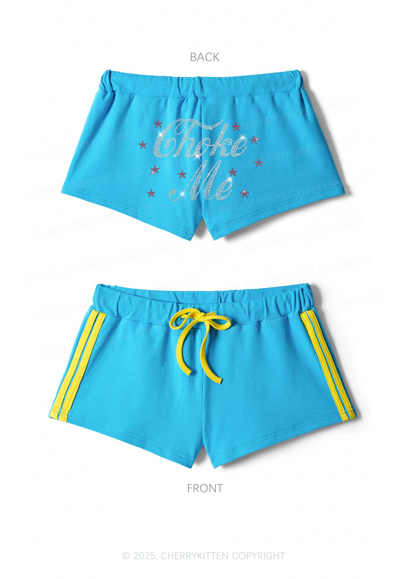 Rhinestone Choke Me Y2K Drawstring Mini Shorts Cherrykitten - Image 4