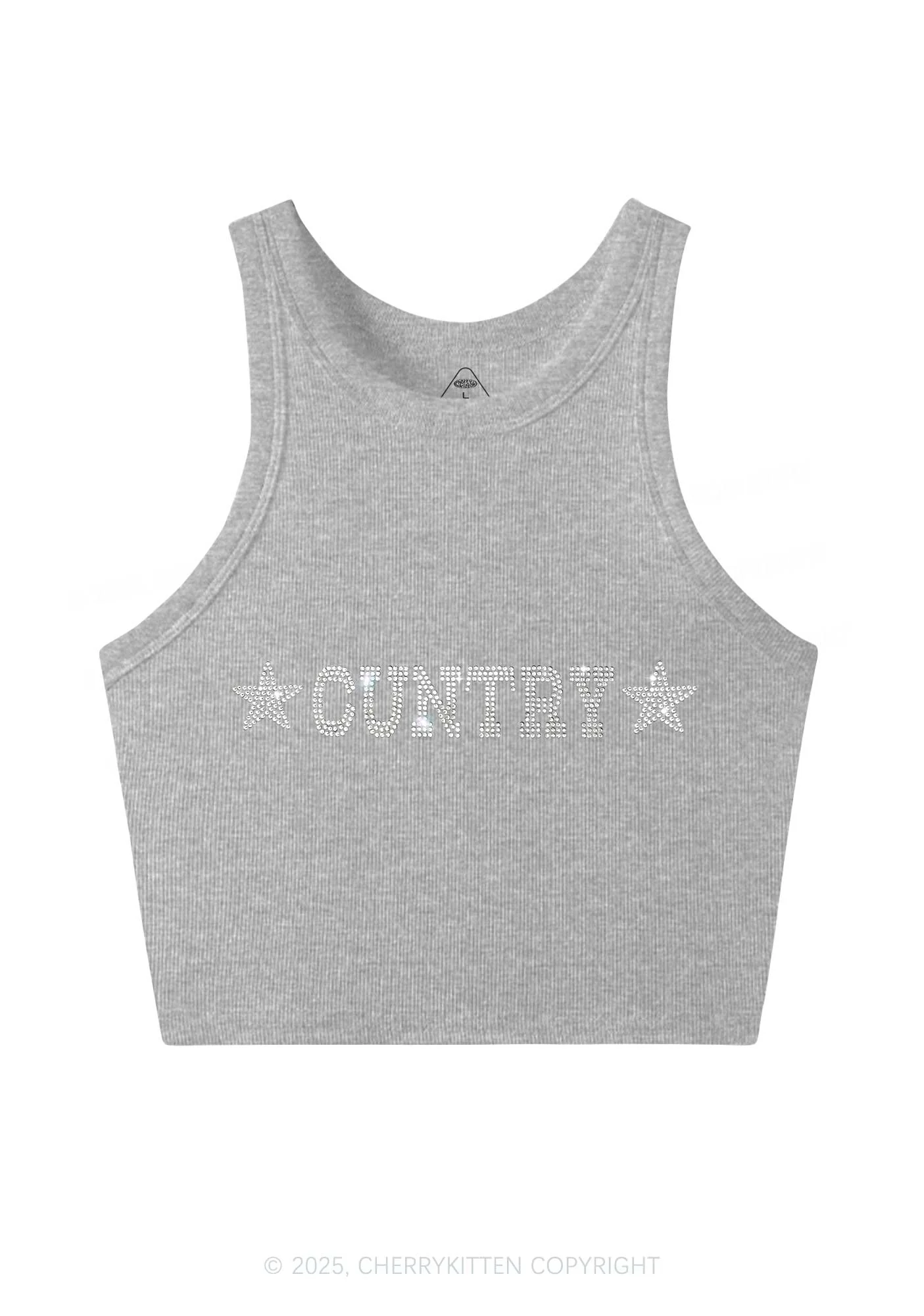 Rhinestone Cuntry Y2K Crop Tank Top Cherrykitten - Image 4