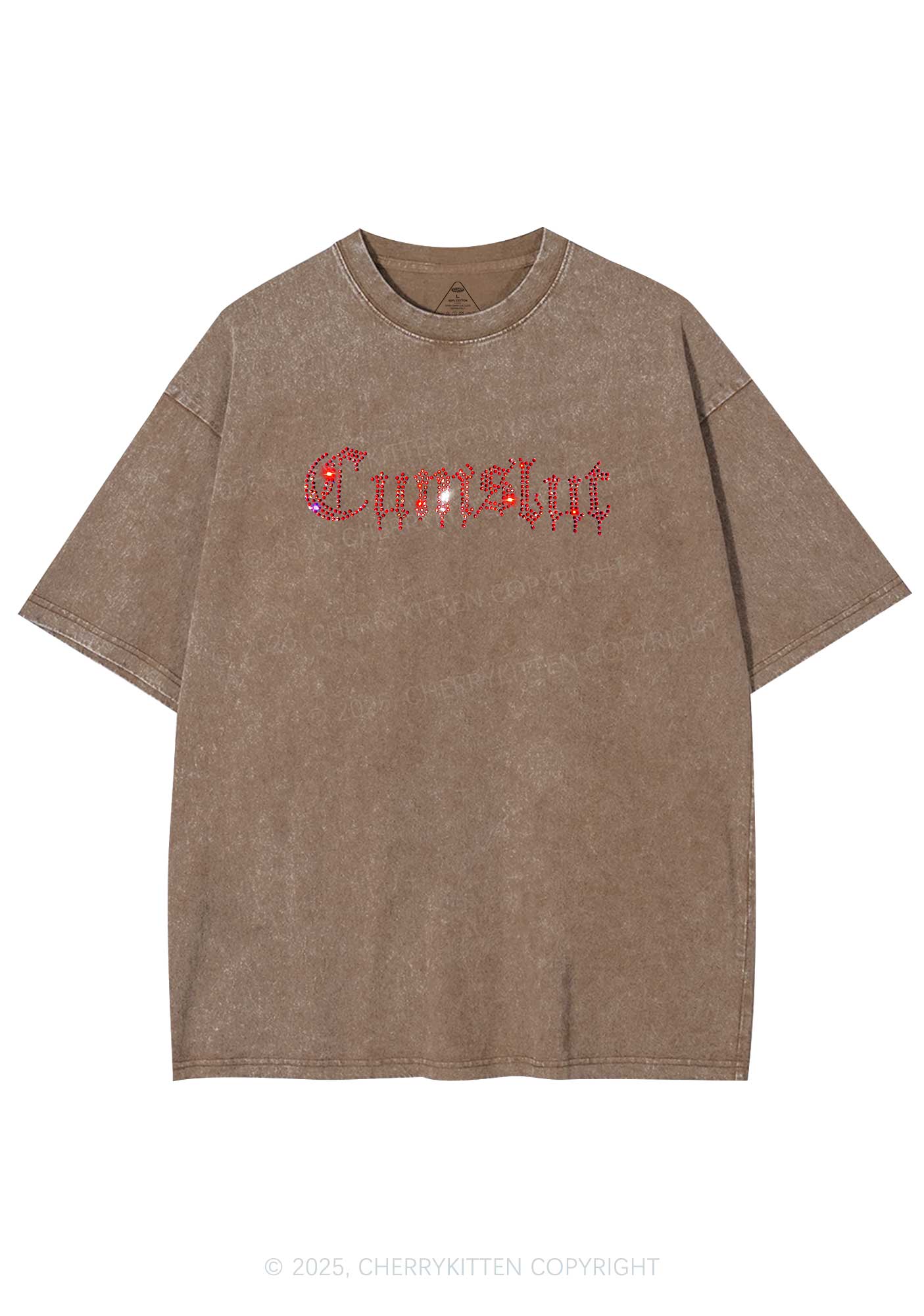 Rhinestone Cxmslxt Y2K Shirts Washed Tee Cherrykitten - Image 5
