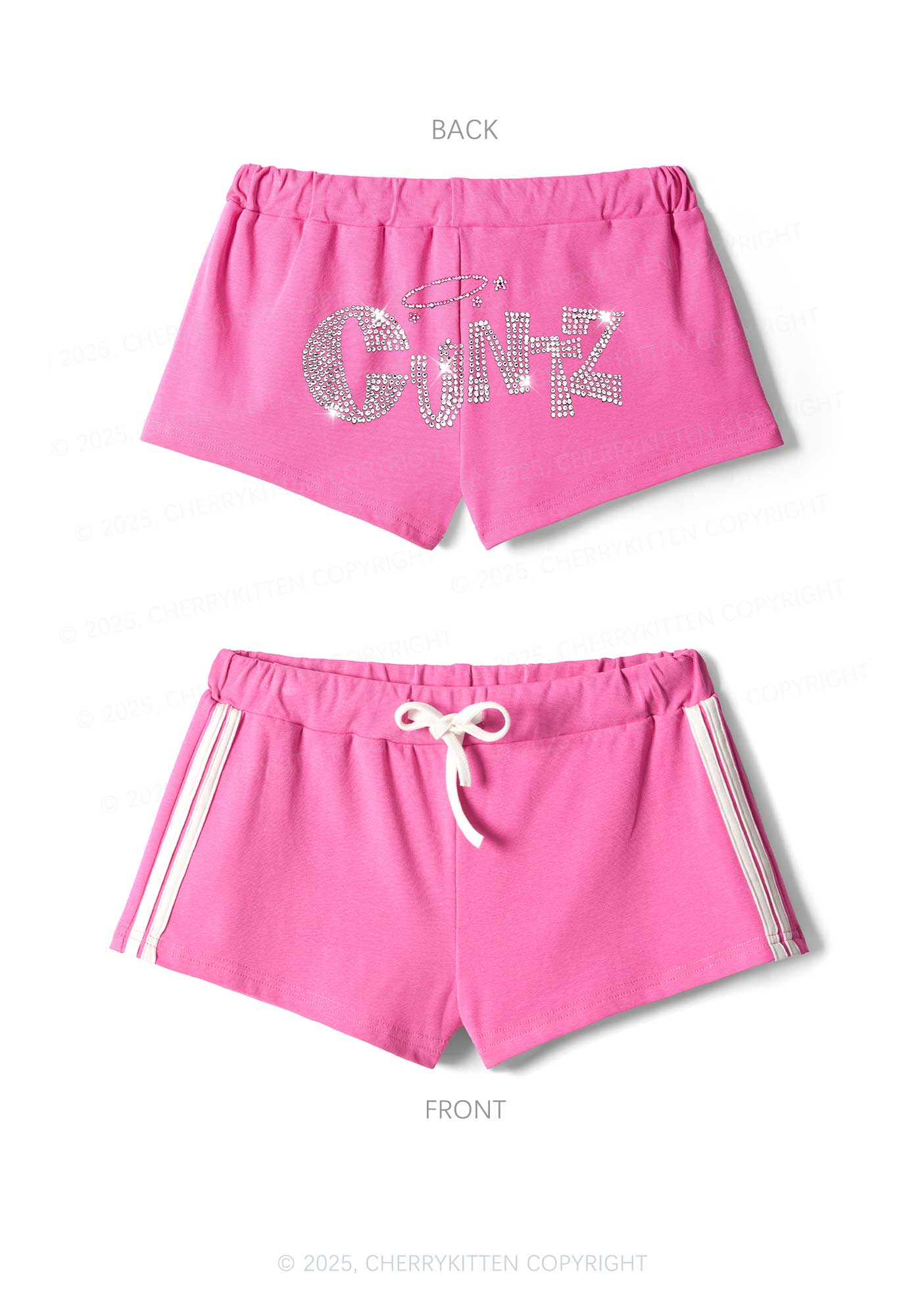 Rhinestone Cxntz Y2K Drawstring Mini Shorts Cherrykitten - Image 4