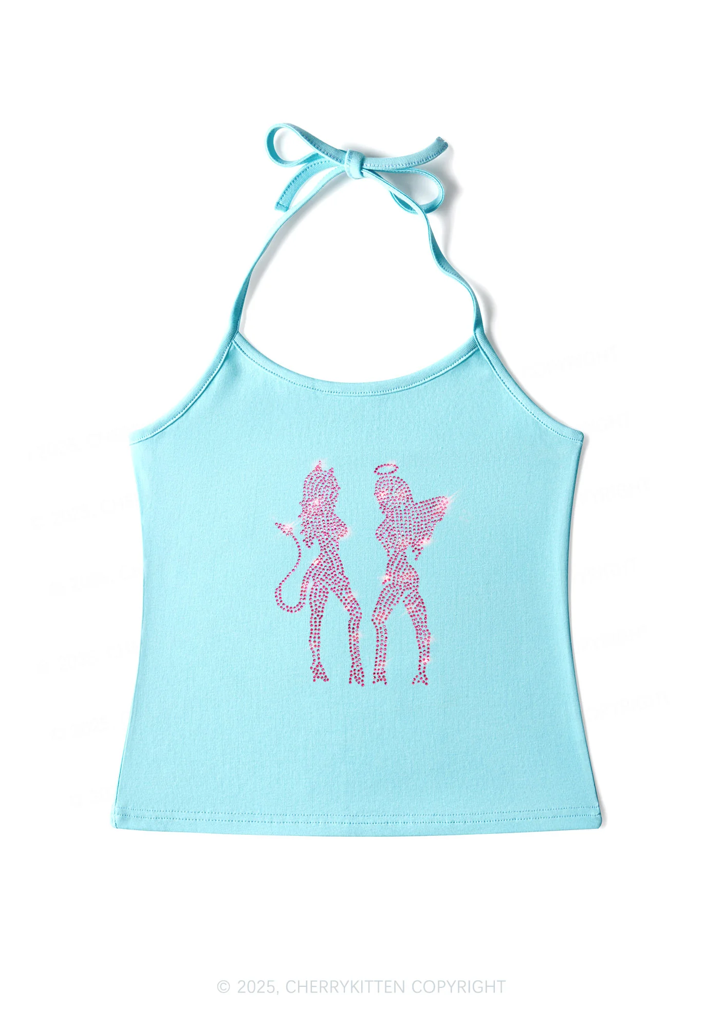Rhinestone Dancing Girls Y2K Halter Neck Cami Cherrykitten