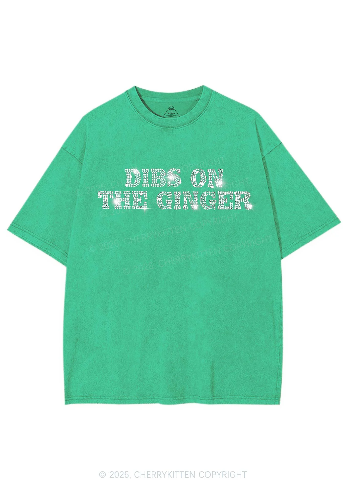 Rhinestone Dibs On The Ginger St Patricks Y2K Shirts Washed Tee Cherrykitten