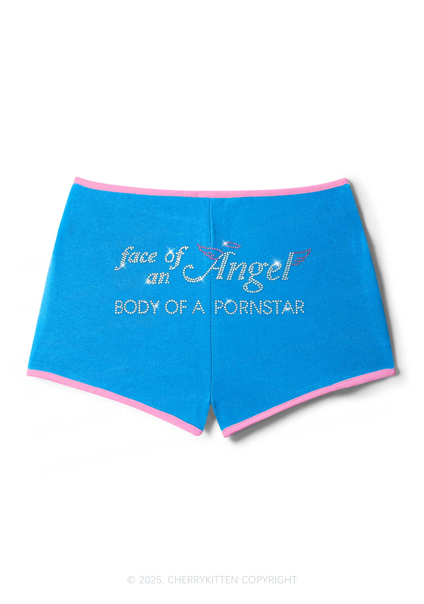 Rhinestone Face Of An Angel Y2K Booty Shorts Cherrykitten - Image 3