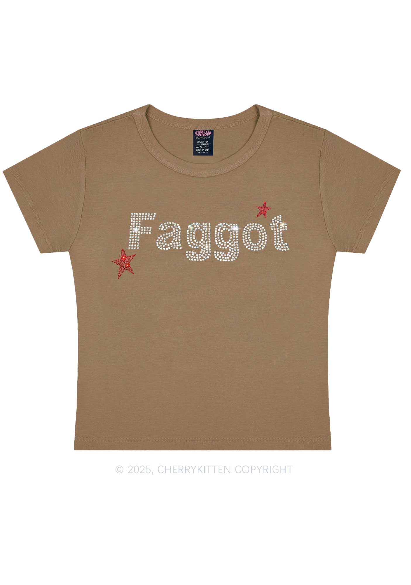Rhinestone Faggot Pride Y2K Baby Tee Cherrykitten - Image 11