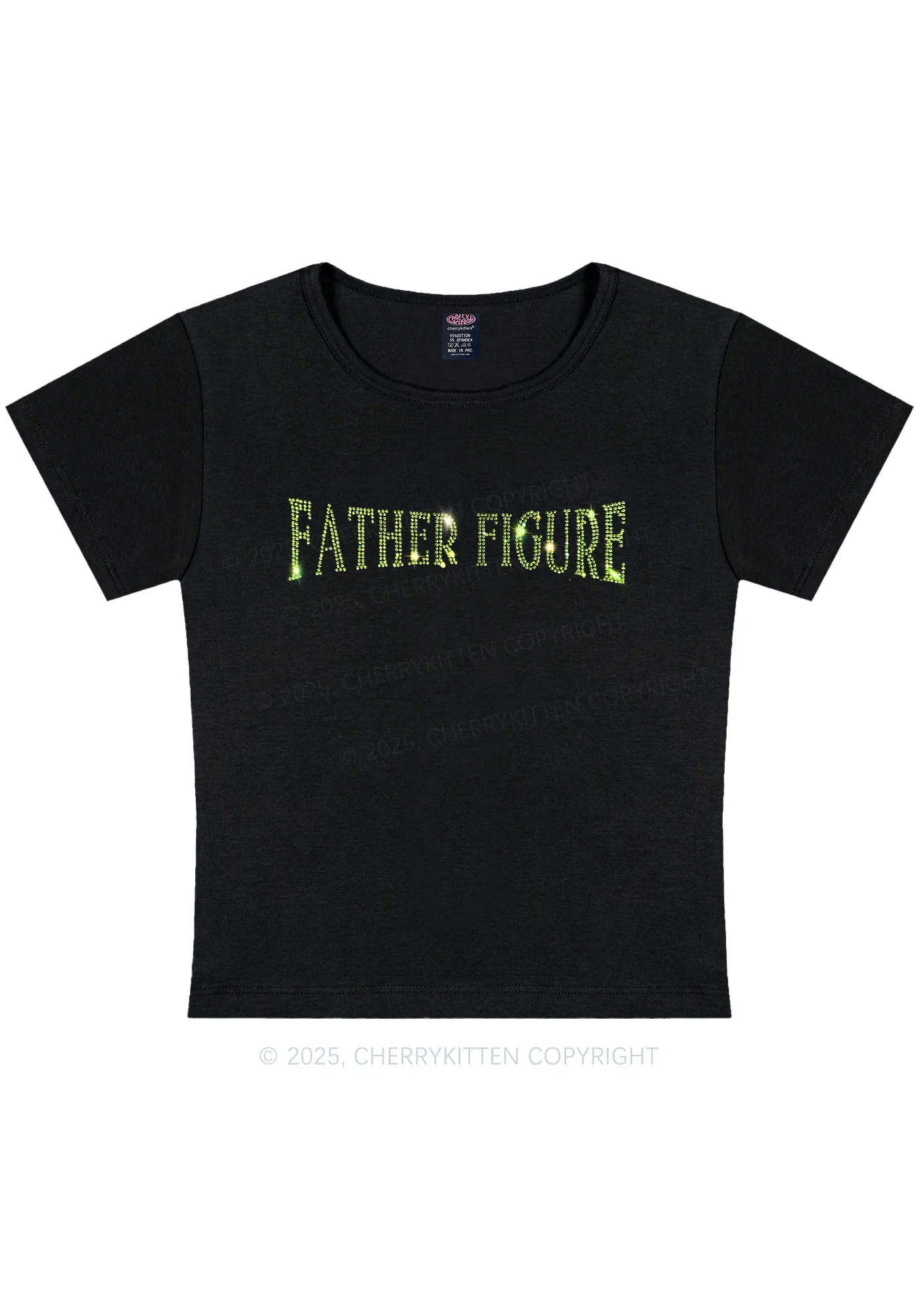 Rhinestone Father Figure Y2K Baby Tee Cherrykitten