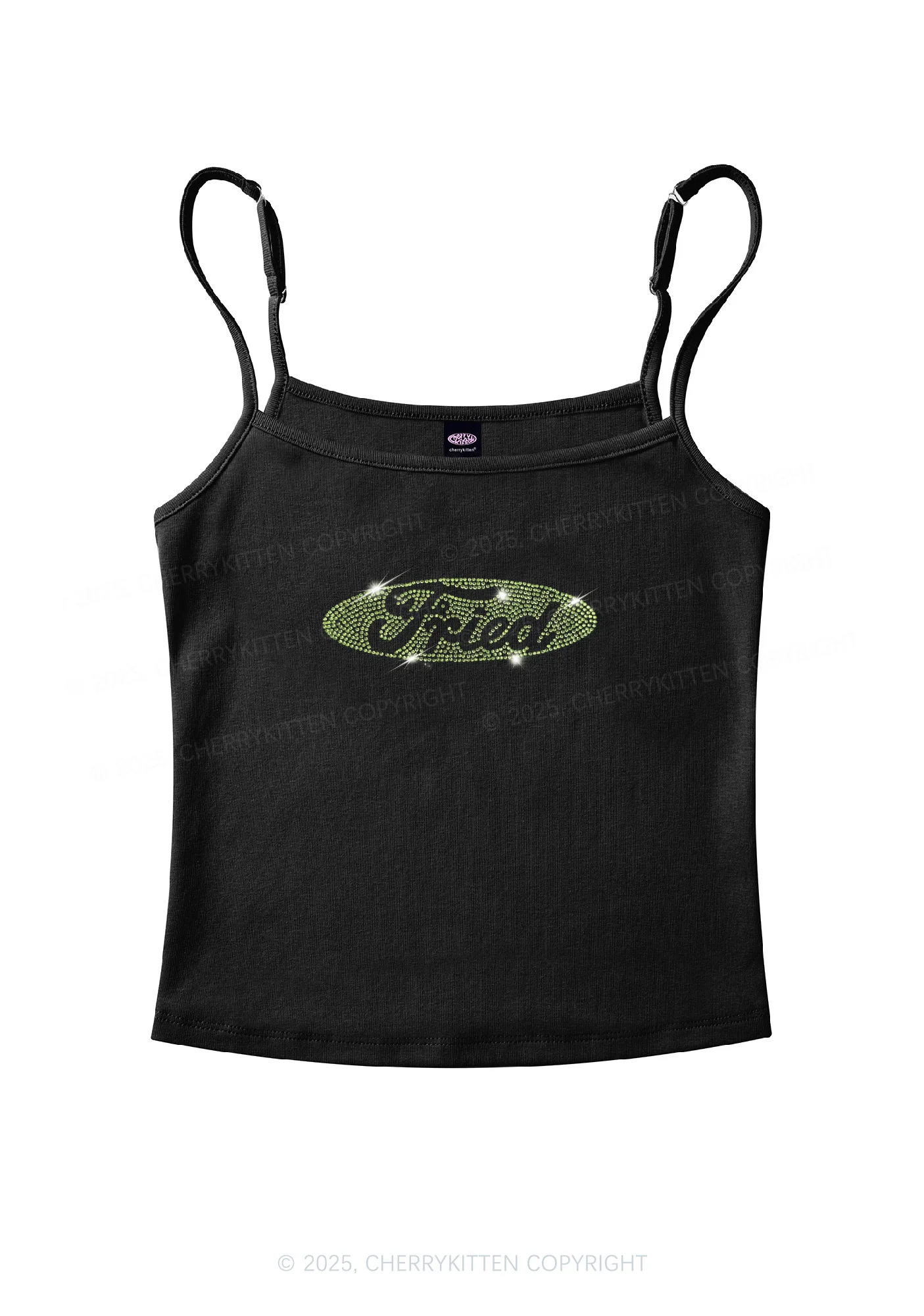 Rhinestone Fried Y2K Spaghetti Strap Cami Cherrykitten