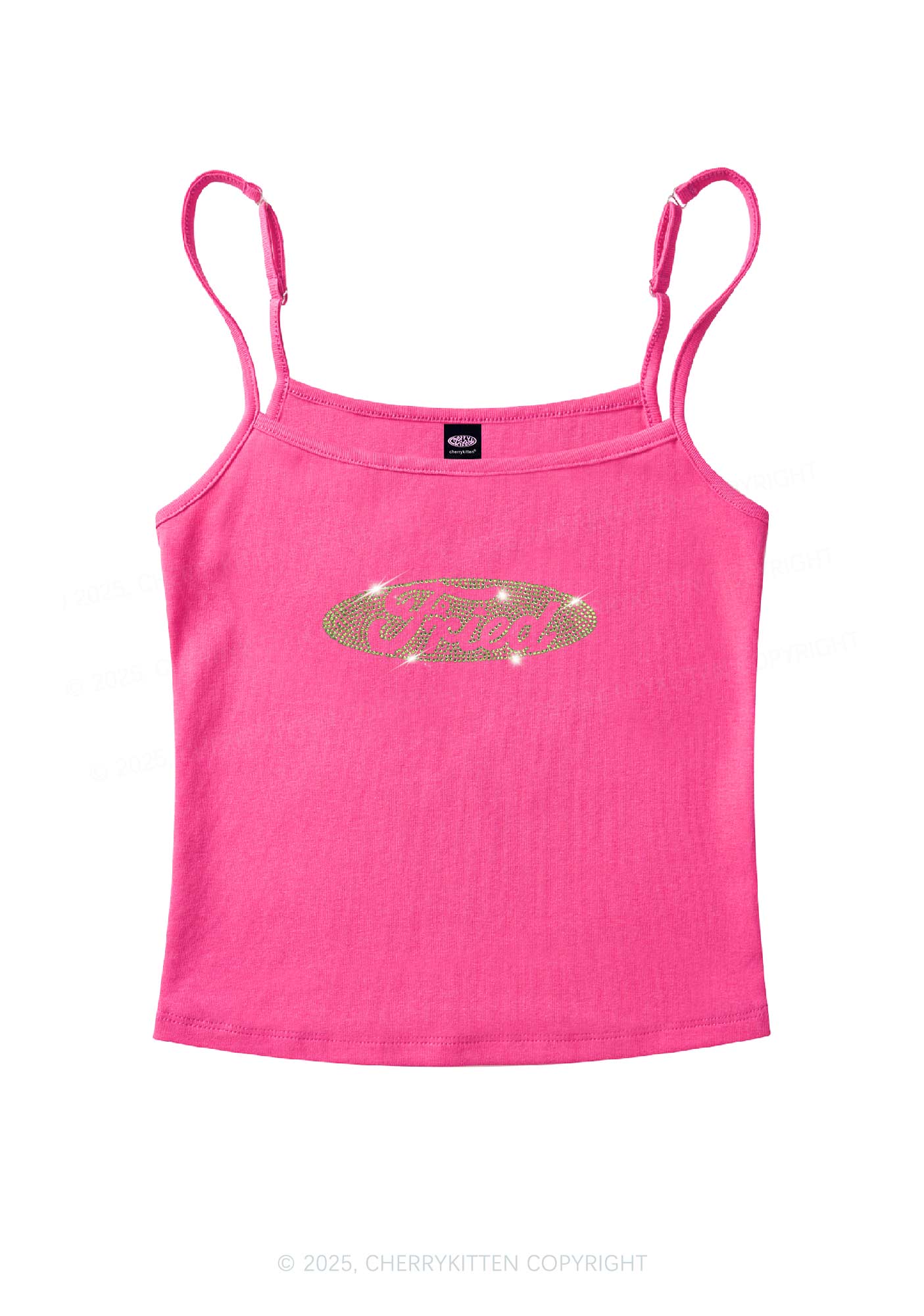 Rhinestone Fried Y2K Spaghetti Strap Cami Cherrykitten - Image 5