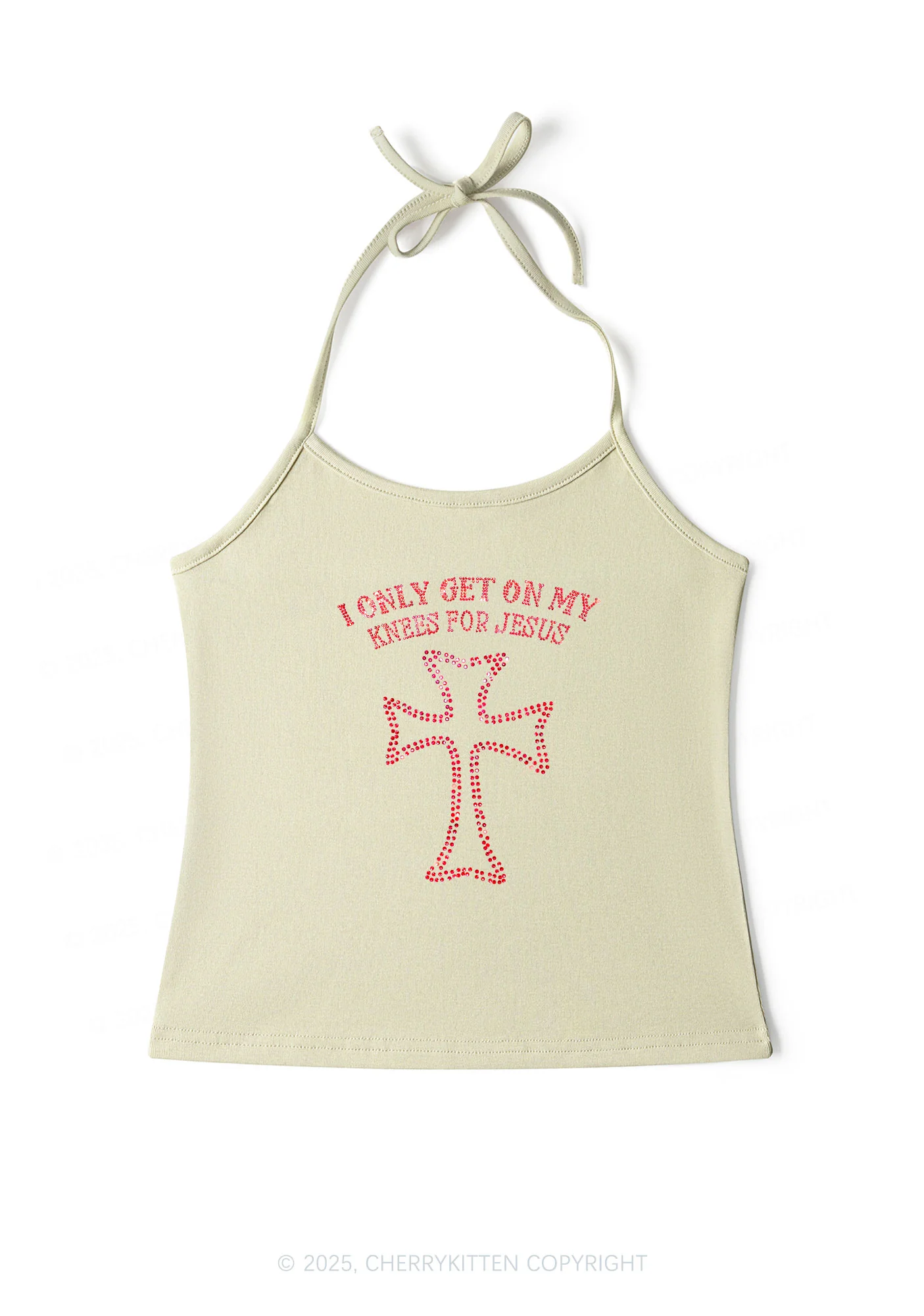 Rhinestone Get On Knees For Jesus Y2K Halter Neck Cami Cherrykitten - Image 5