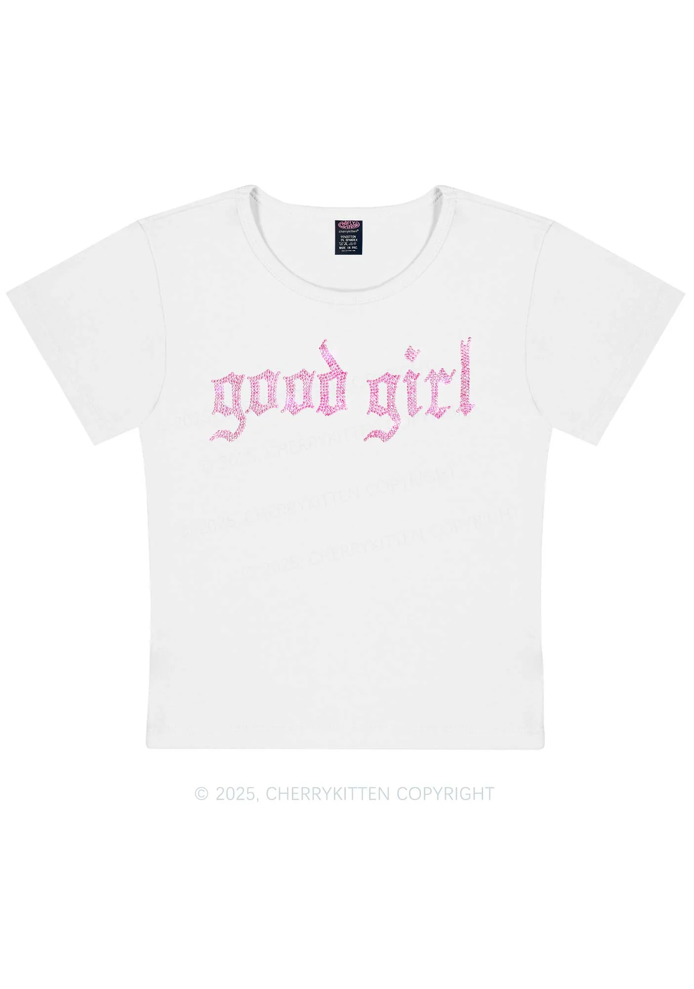 Rhinestone Good Girl Y2K Baby Tee Cherrykitten - Image 8