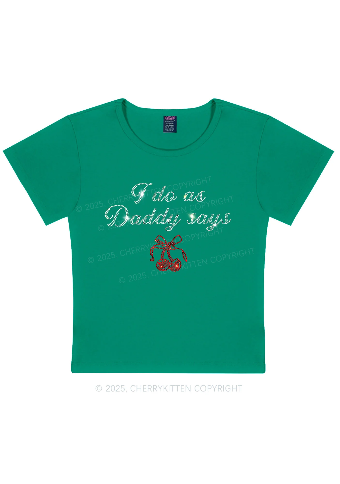 Rhinestone I Do As Daddy Says Y2K Baby Tee Cherrykitten - Image 9